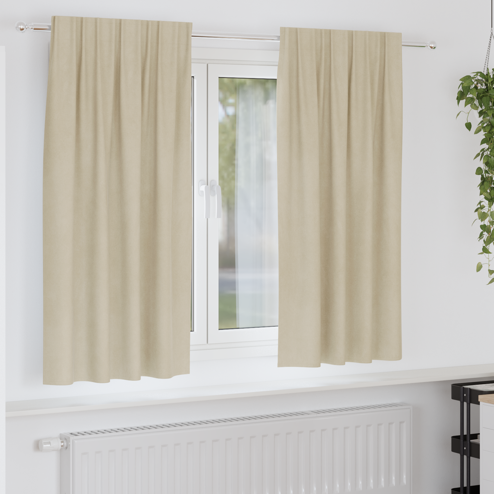 Blackout Curtains with Top Tape 2 pcs Cream Velvet