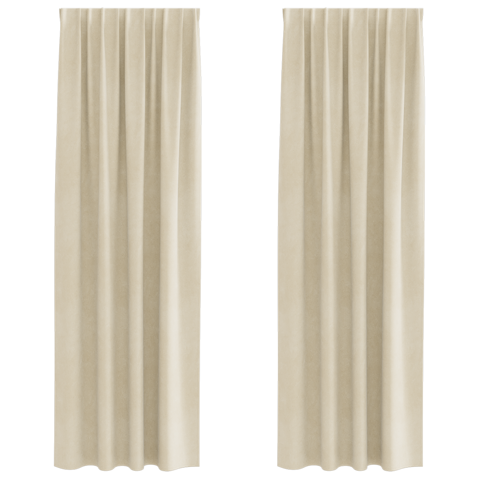 Blackout Curtains with Top Tape 2 pcs Cream Velvet - Image 2