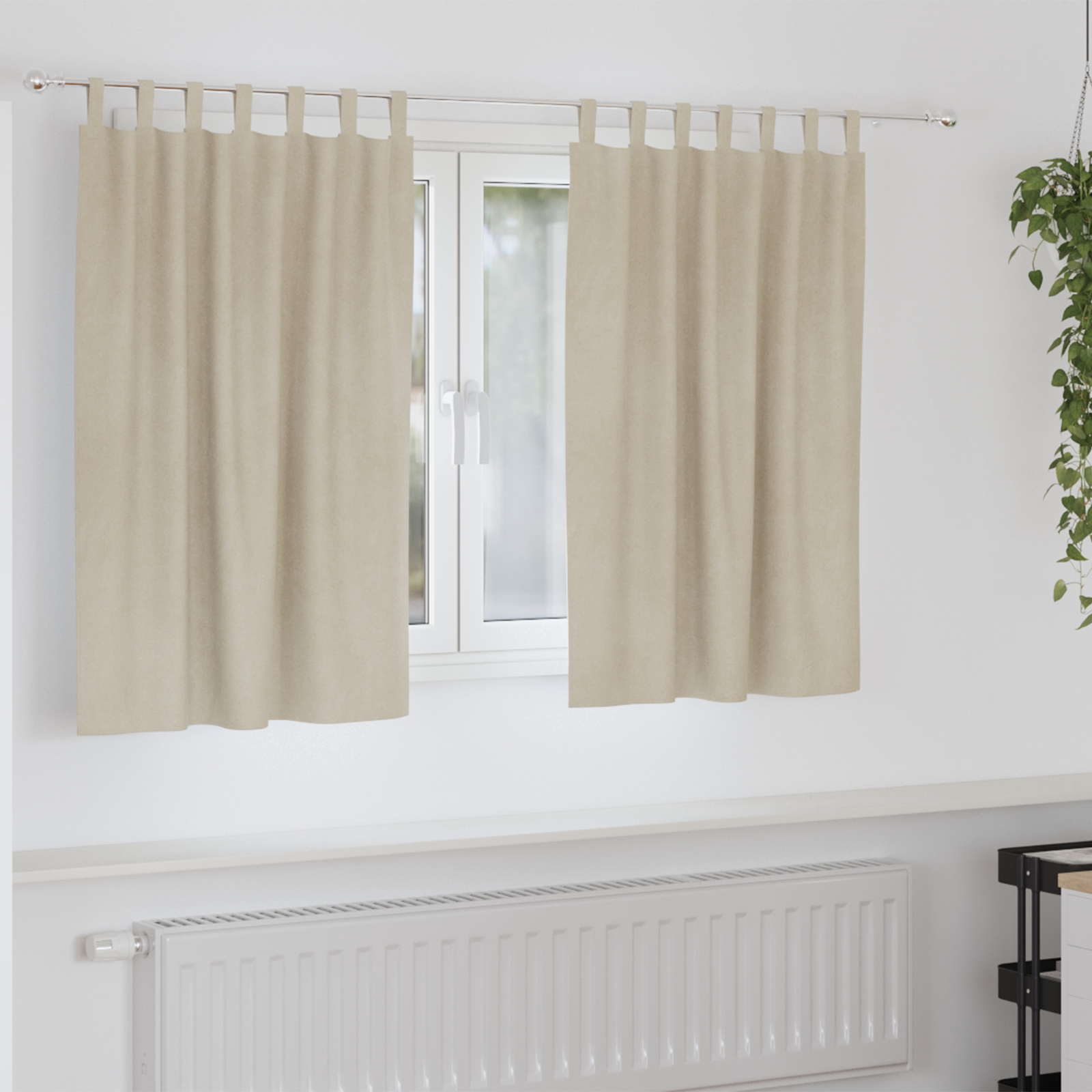 Blackout Curtains with Hanging Loops 2 pcs Cream Velvet