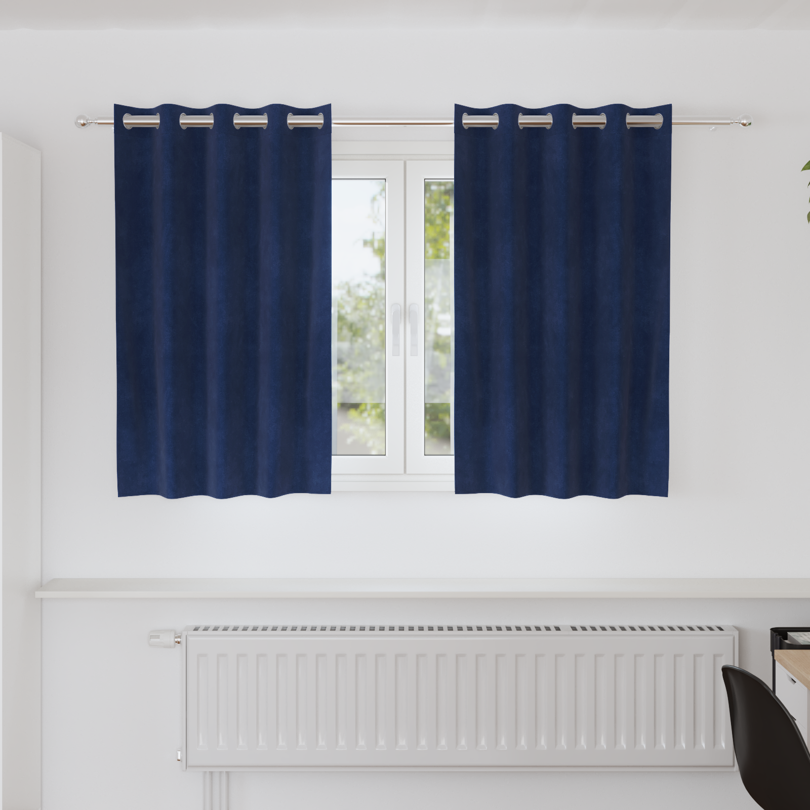 Blackout Gordijnen met Oogjes 2 stuks Donkerblauwe Velours