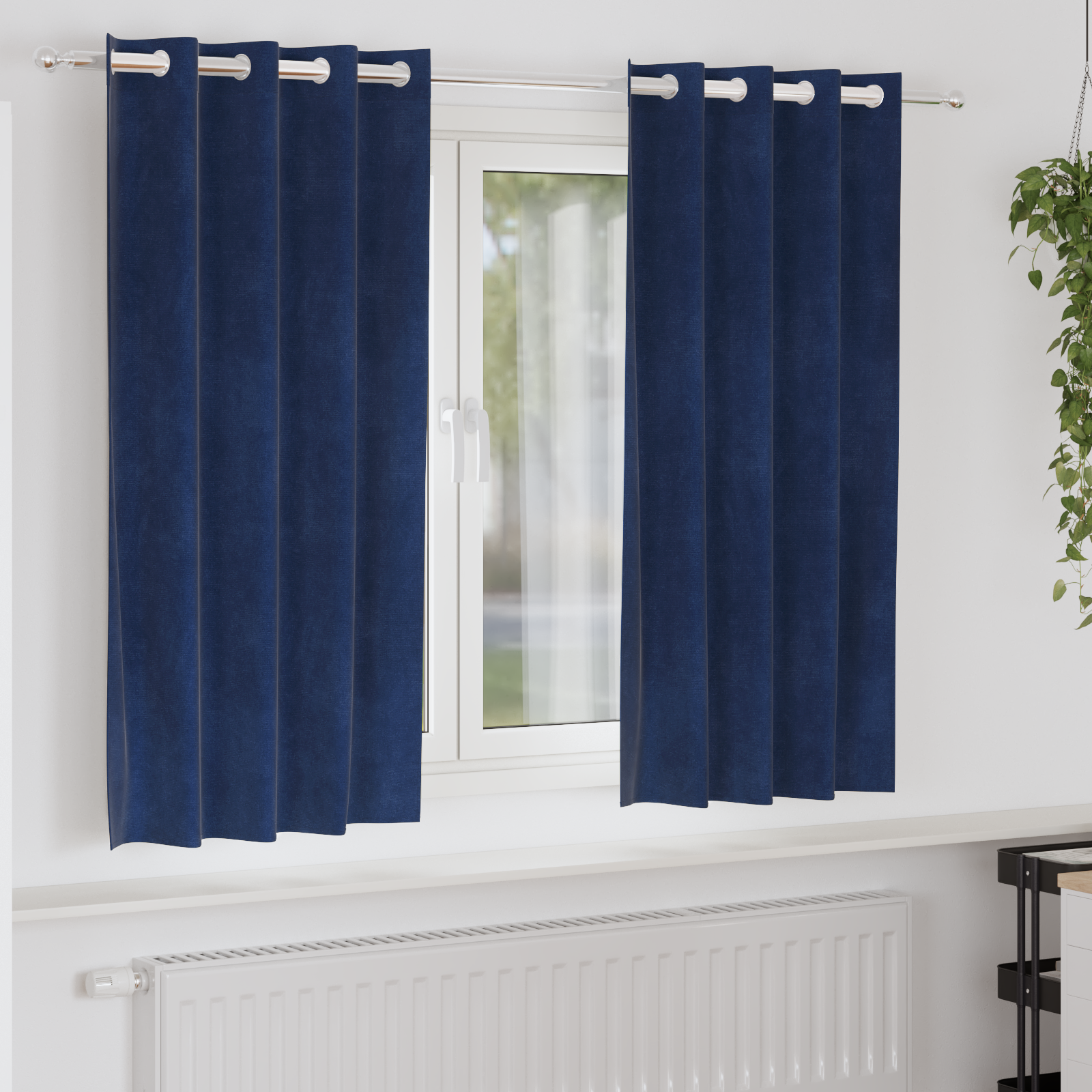 Blackout Curtains with Eyelets 2 pcs Dark Blue Velvet