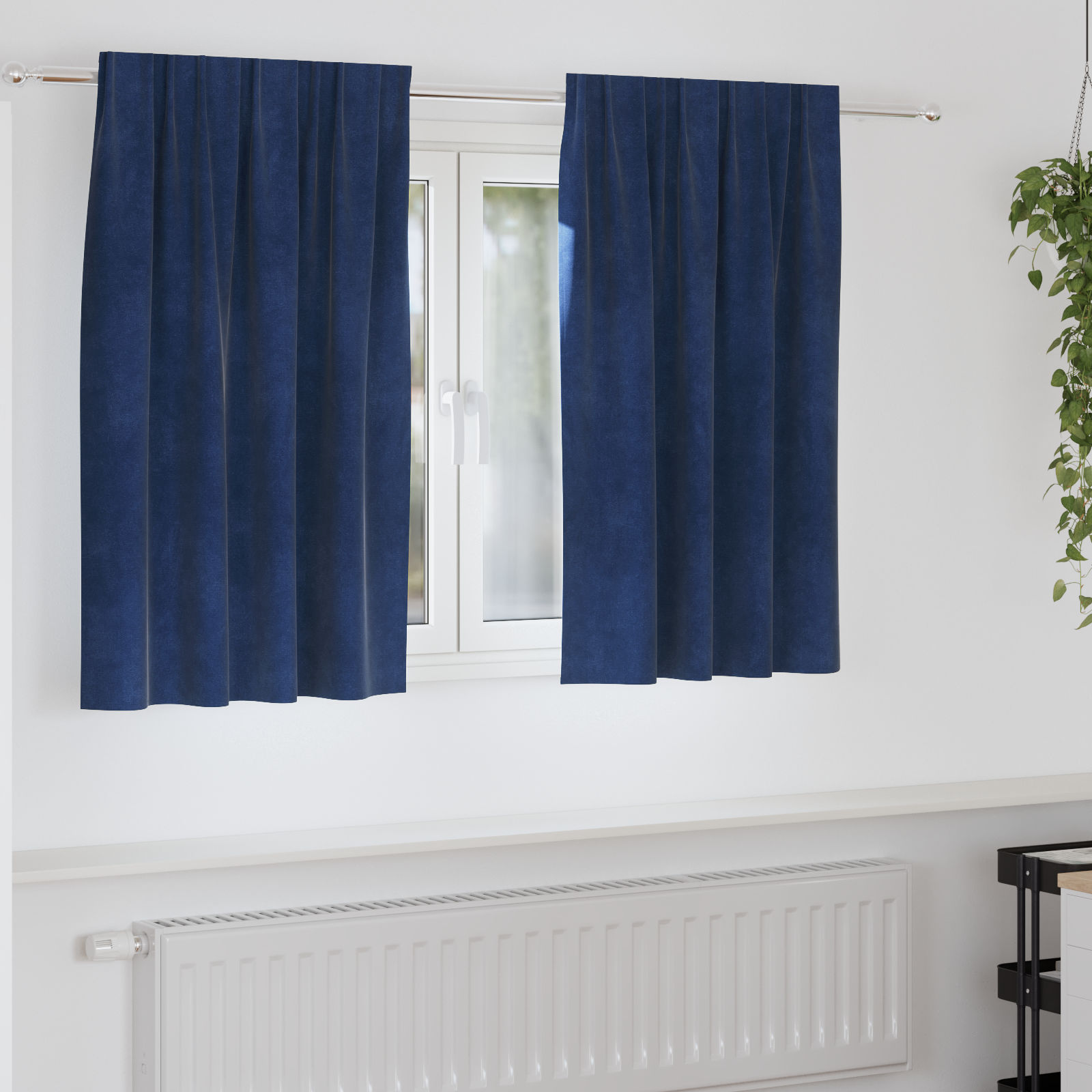 Blackout Curtains with Top Tape 2 pcs Dark Blue Velvet