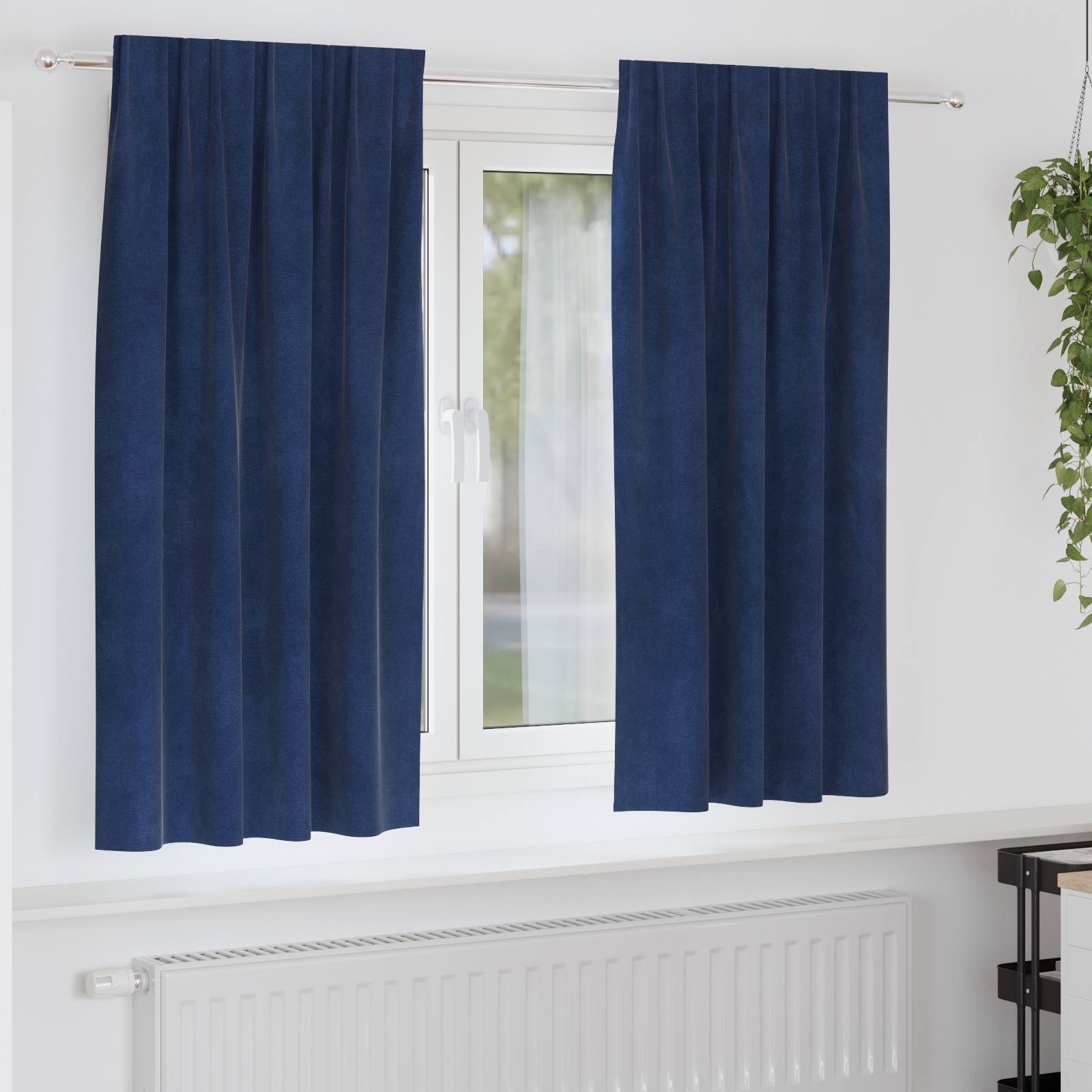 Blackout Gordijnen met Top Tape 2 stuks Donkerblauwe Velvet
