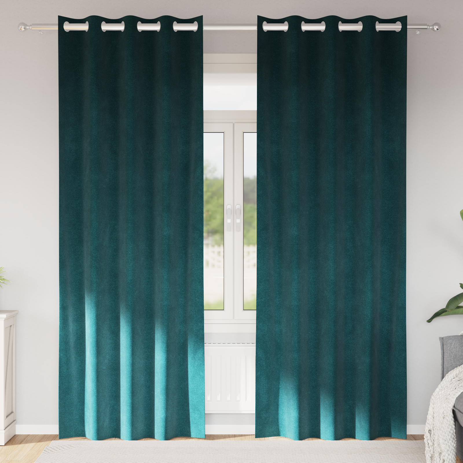Blackout Curtains with Eyelets 2 pcs Dark Green Velvet