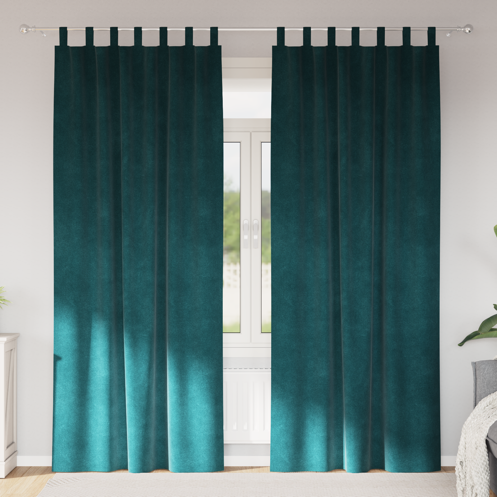 Blackout Curtains with Hanging Loops 2 pcs Dark Green Velvet