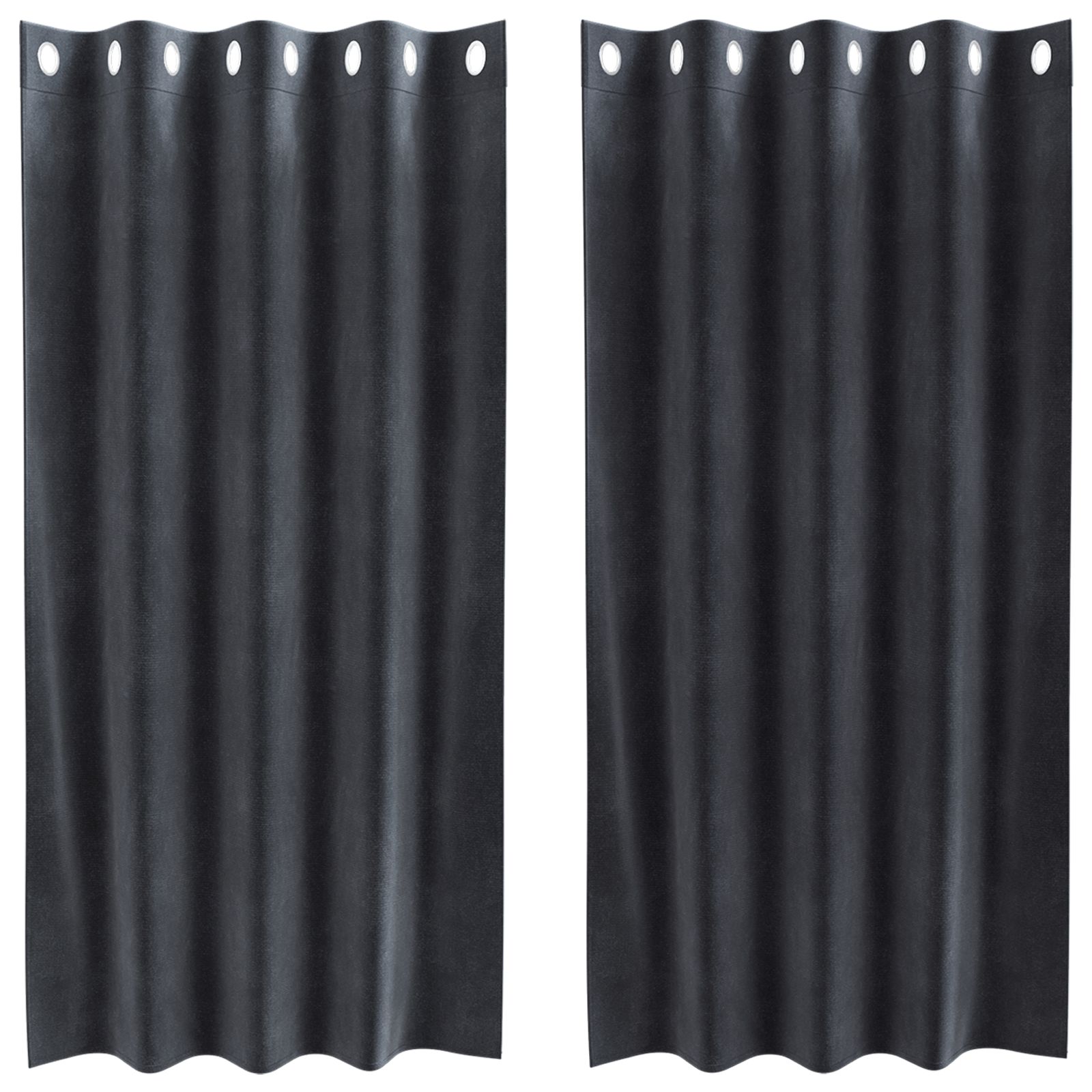 Blackout Curtains with Eyelets 2 pcs Dark Grey Velvet - Image 2