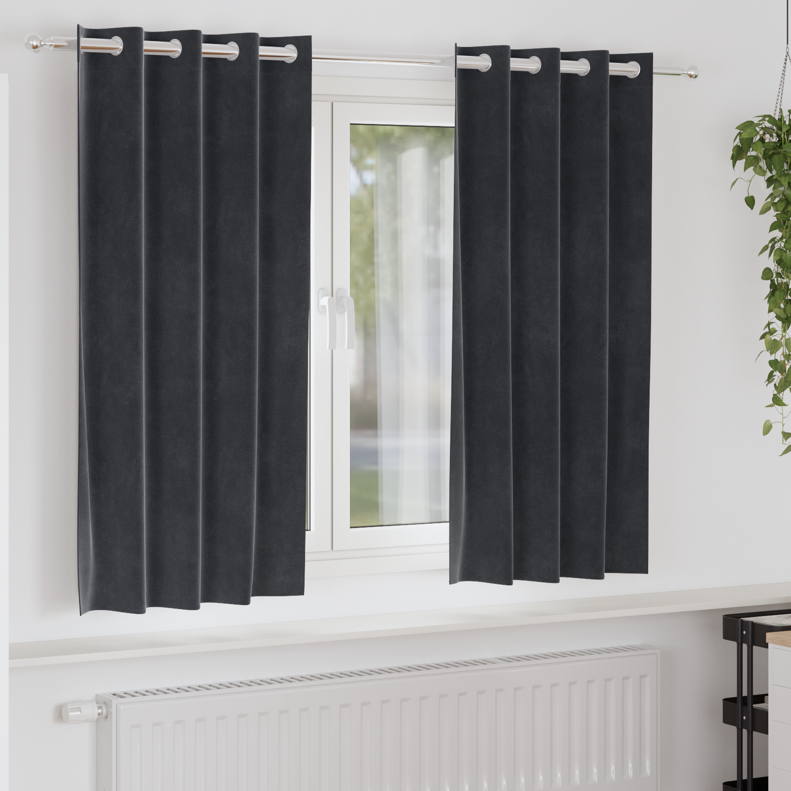 Verduisteringsgordijnen met Oogjes 2 stuks Donkergrijs Velours