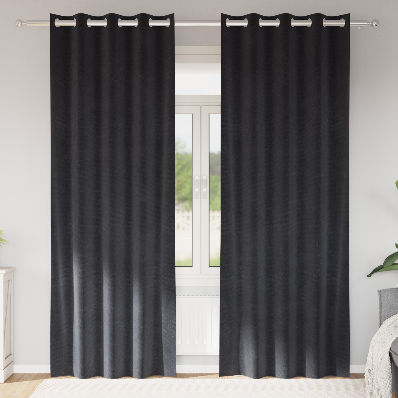 Blackout Gordijnen met Oogjes 2 stuks Donkergrijs Fluweel