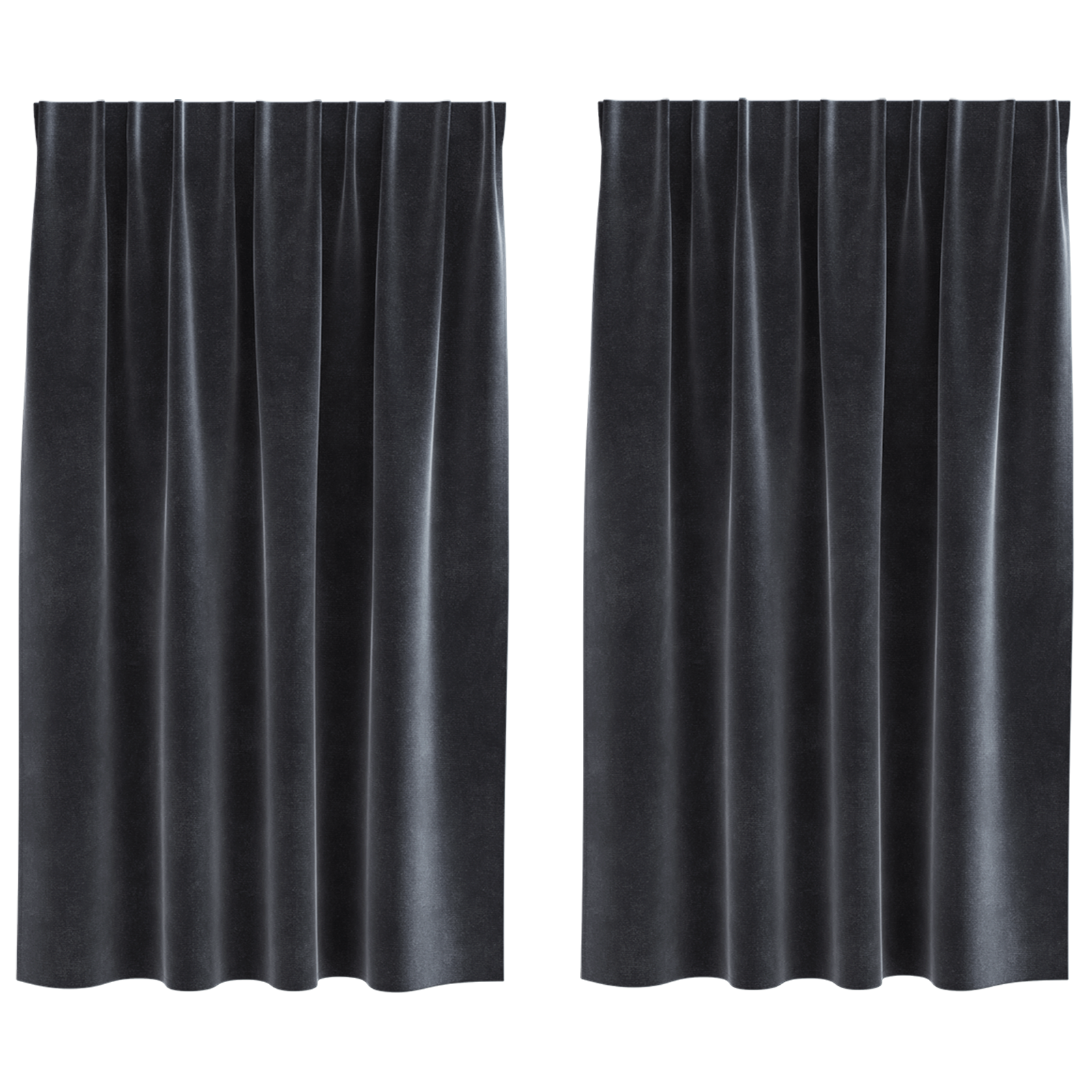Blackout Curtains with Top Tape 2 pcs Dark Grey Velvet - Image 2