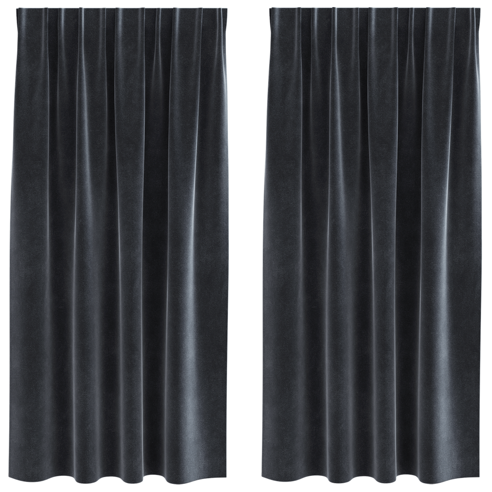 Blackout Curtains with Top Tape 2 pcs Dark Grey Velvet - Image 2
