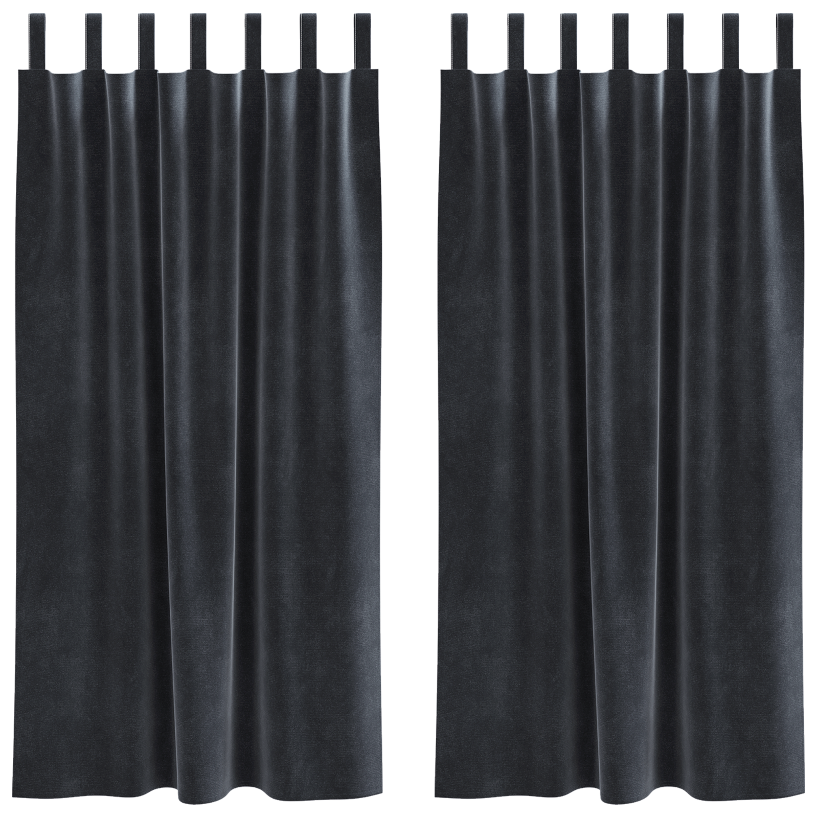 Blackout Curtains with Hanging Loops 2 pcs Dark Grey Velvet - Image 2