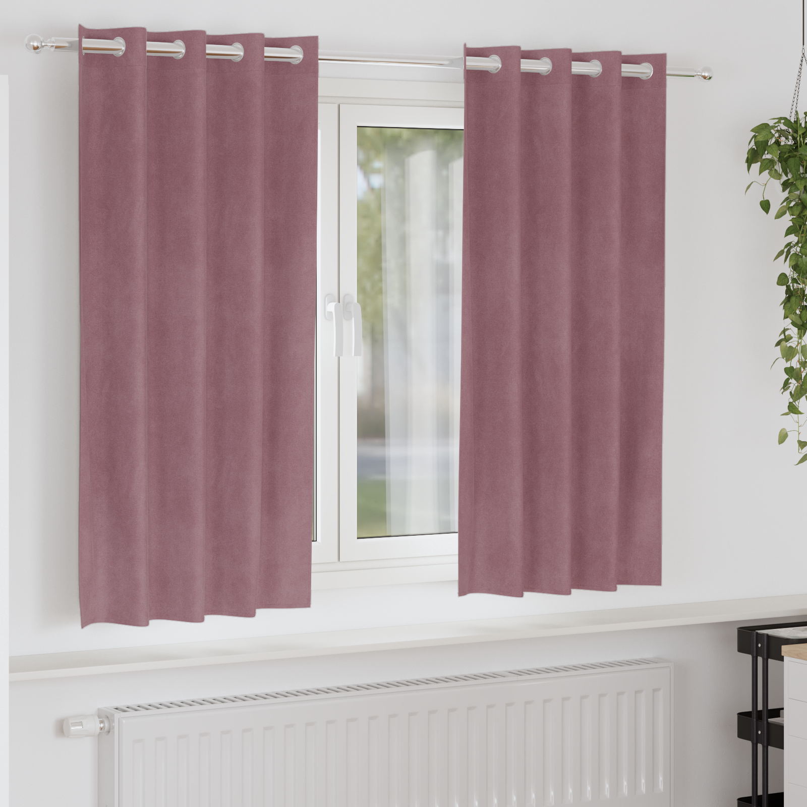 Blackout Curtains with Eyelets 2 pcs Dark Pink Velvet