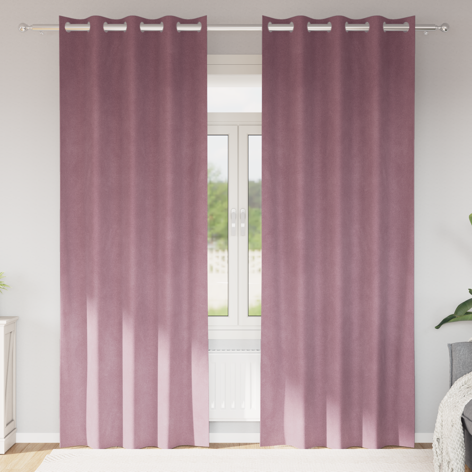 Blackout Curtains with Eyelets 2 pcs Dark Pink Velvet