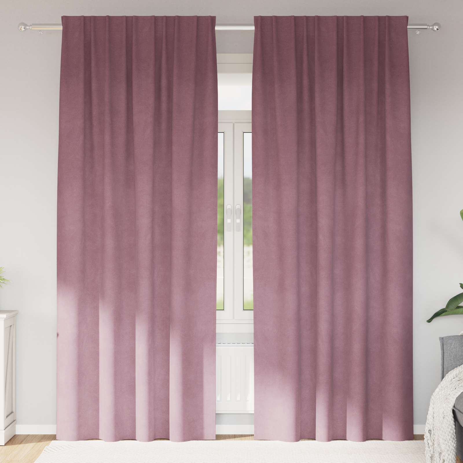 Blackout Curtains with Top Tape 2 pcs Dark Pink Velvet