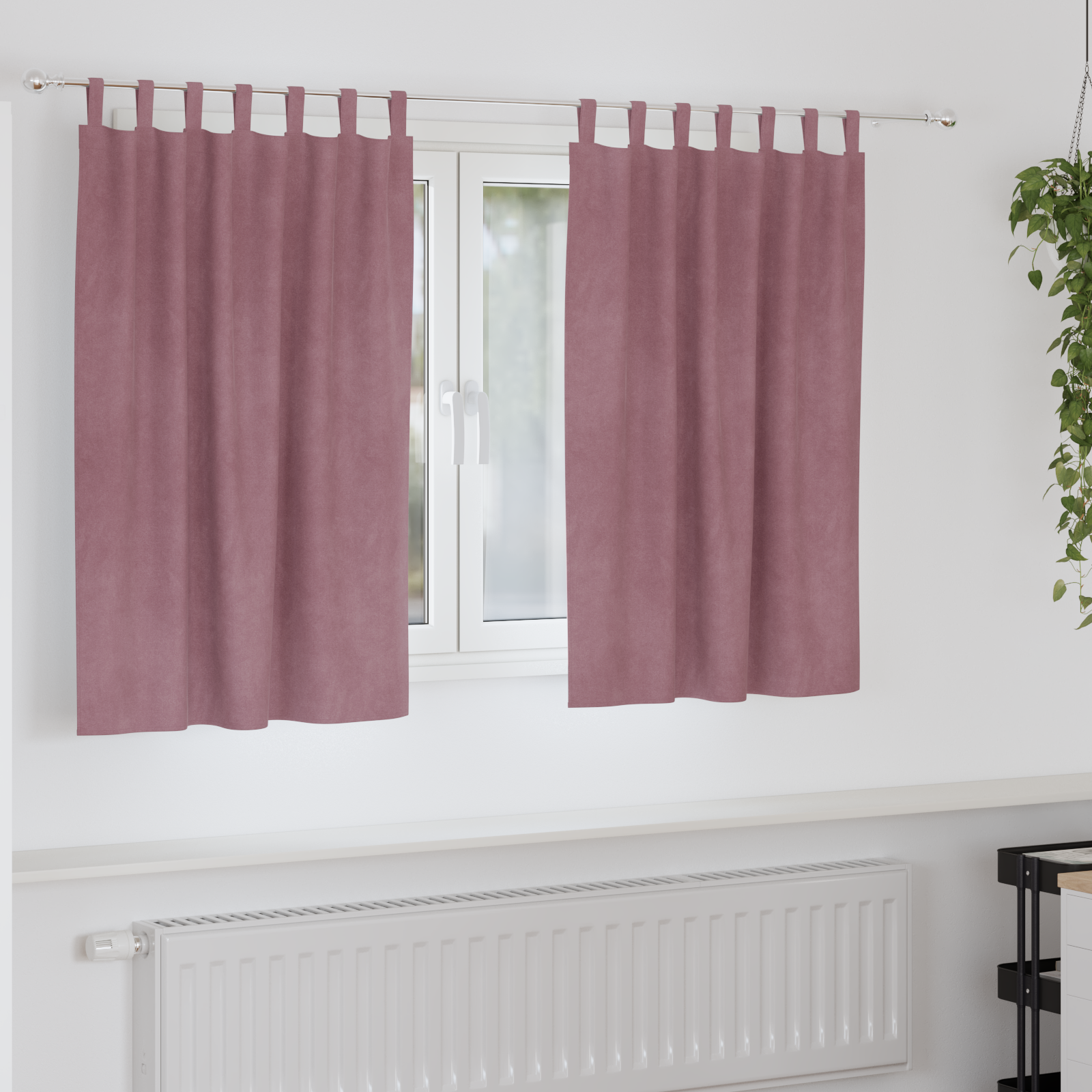 Blackout Curtains with Hanging Loops 2 pcs Dark Pink Velvet