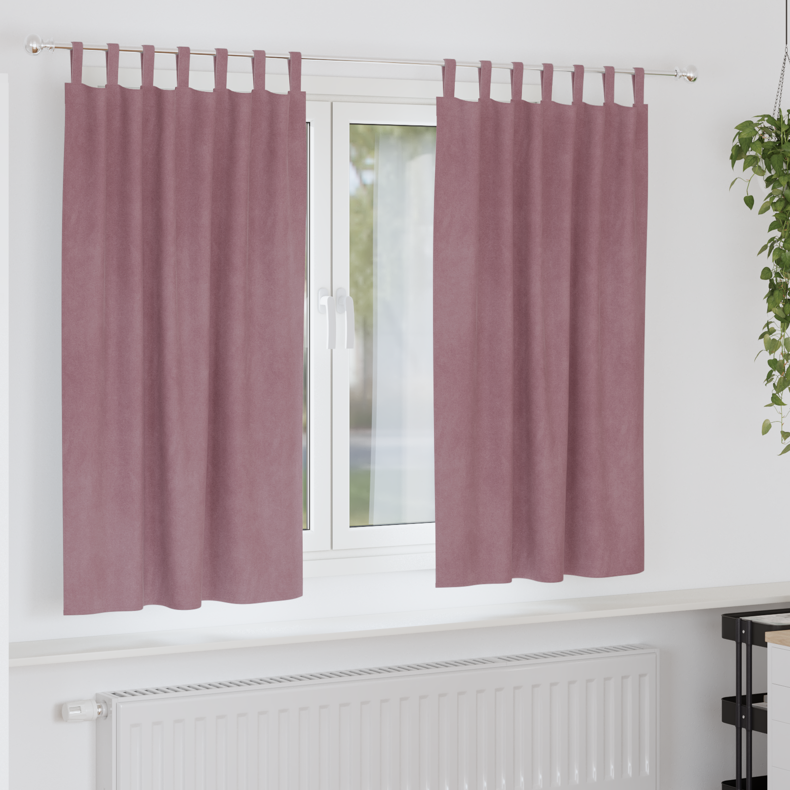 Curtains Dark pink Polyester 140 x 175 cm Decorative Inlays