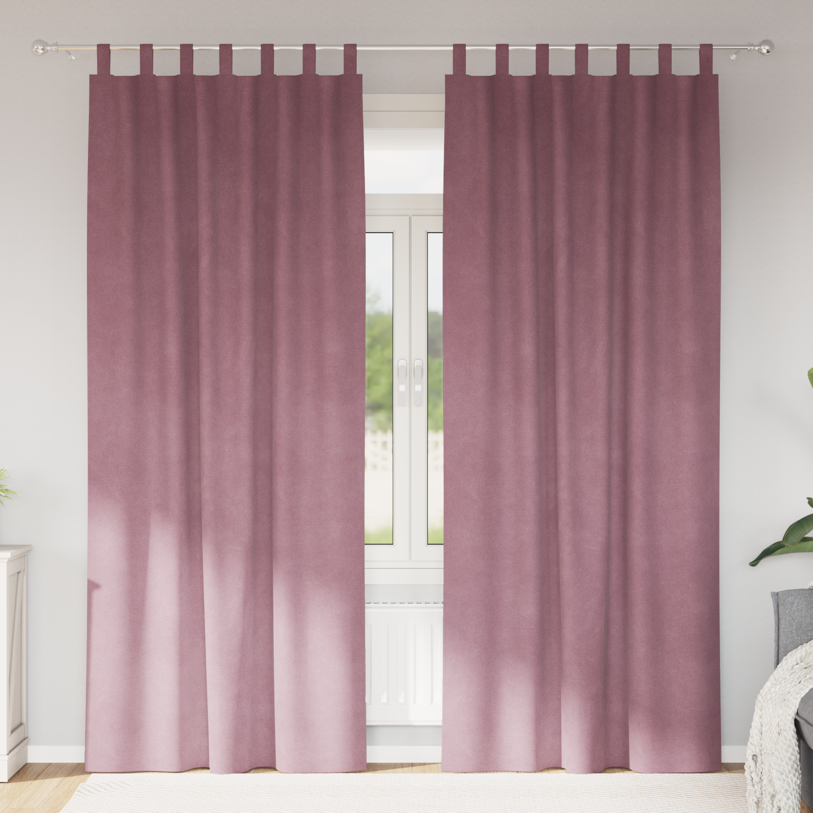 Blackout Curtains with Hanging Loops 2 pcs Dark Pink Velvet