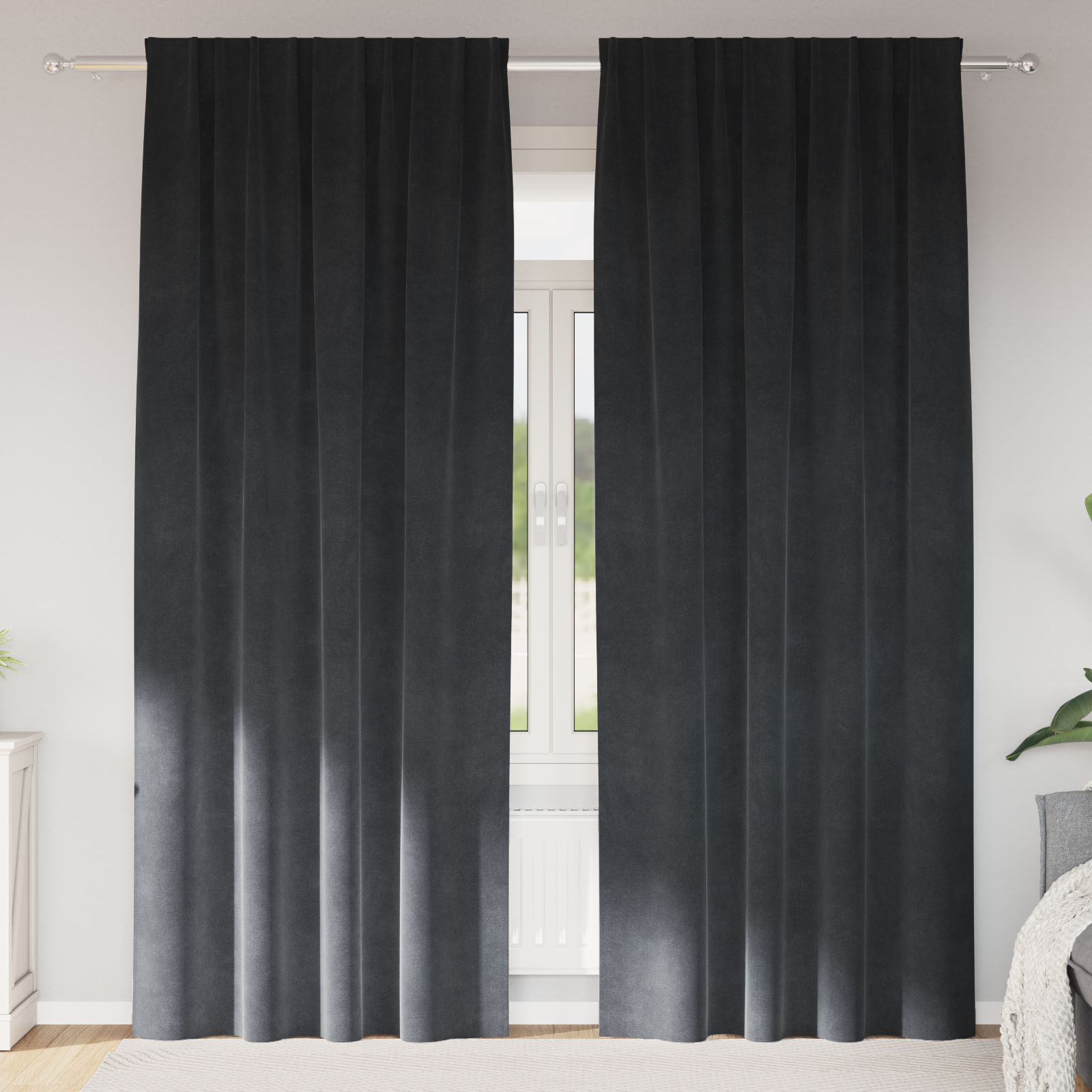 Blackout Curtains with Top Tape 2 pcs Light Grey Velvet