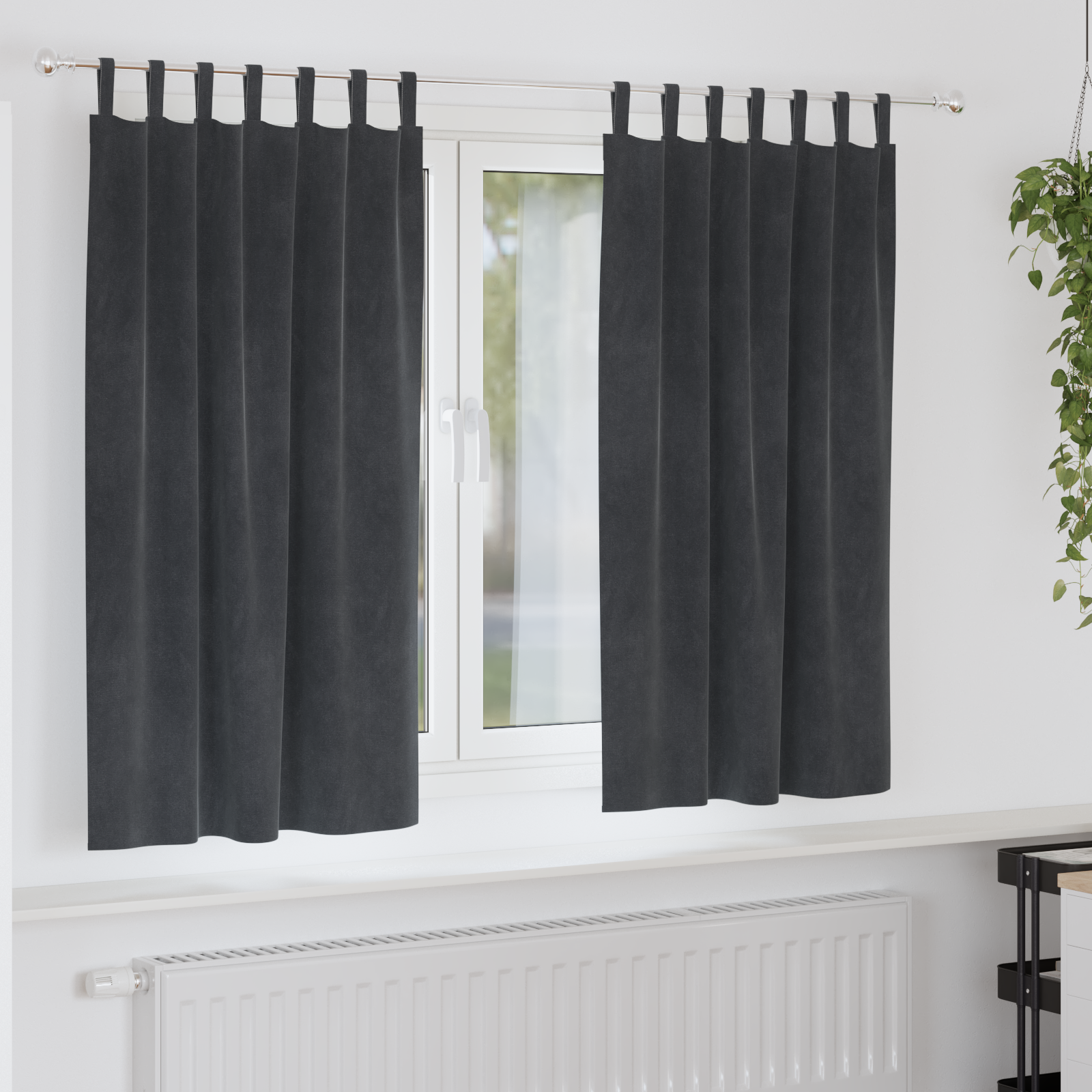 verduisteringsgordijnen met hanglussen 2 stuks lichtgrijze velvet