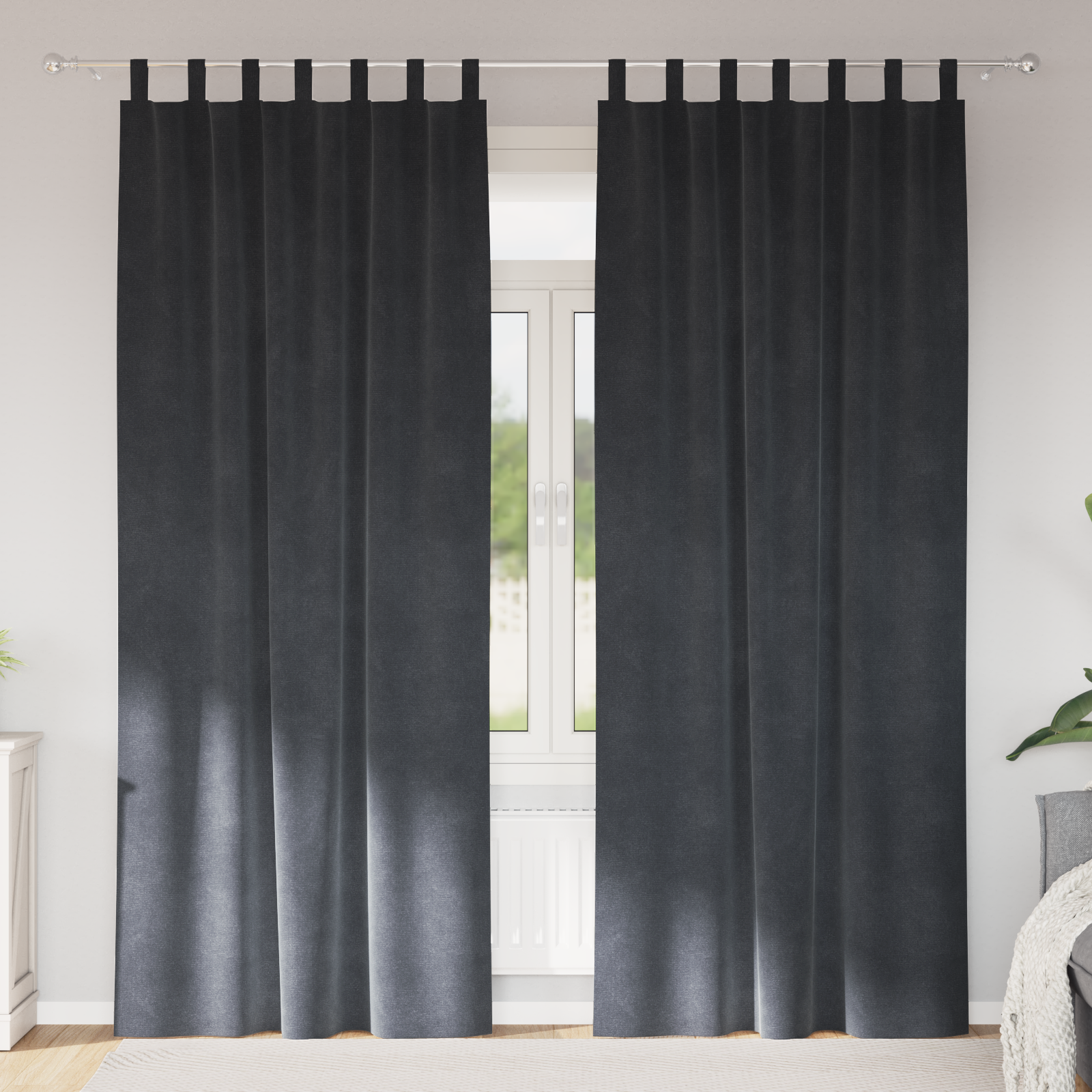 Blackout Curtains with Hanging Loops 2 pcs Light Grey Velvet