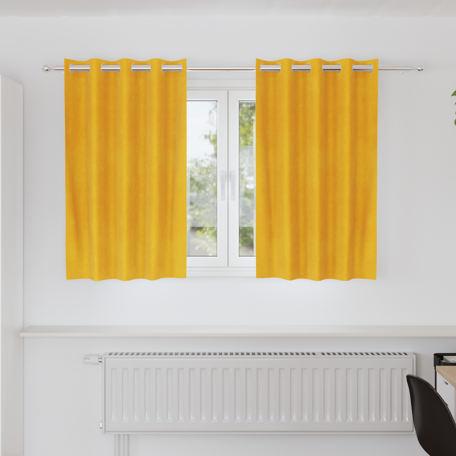 Zwartoutgordijnen met Oogjes 2 stuks Mosterdgeel Fluweel