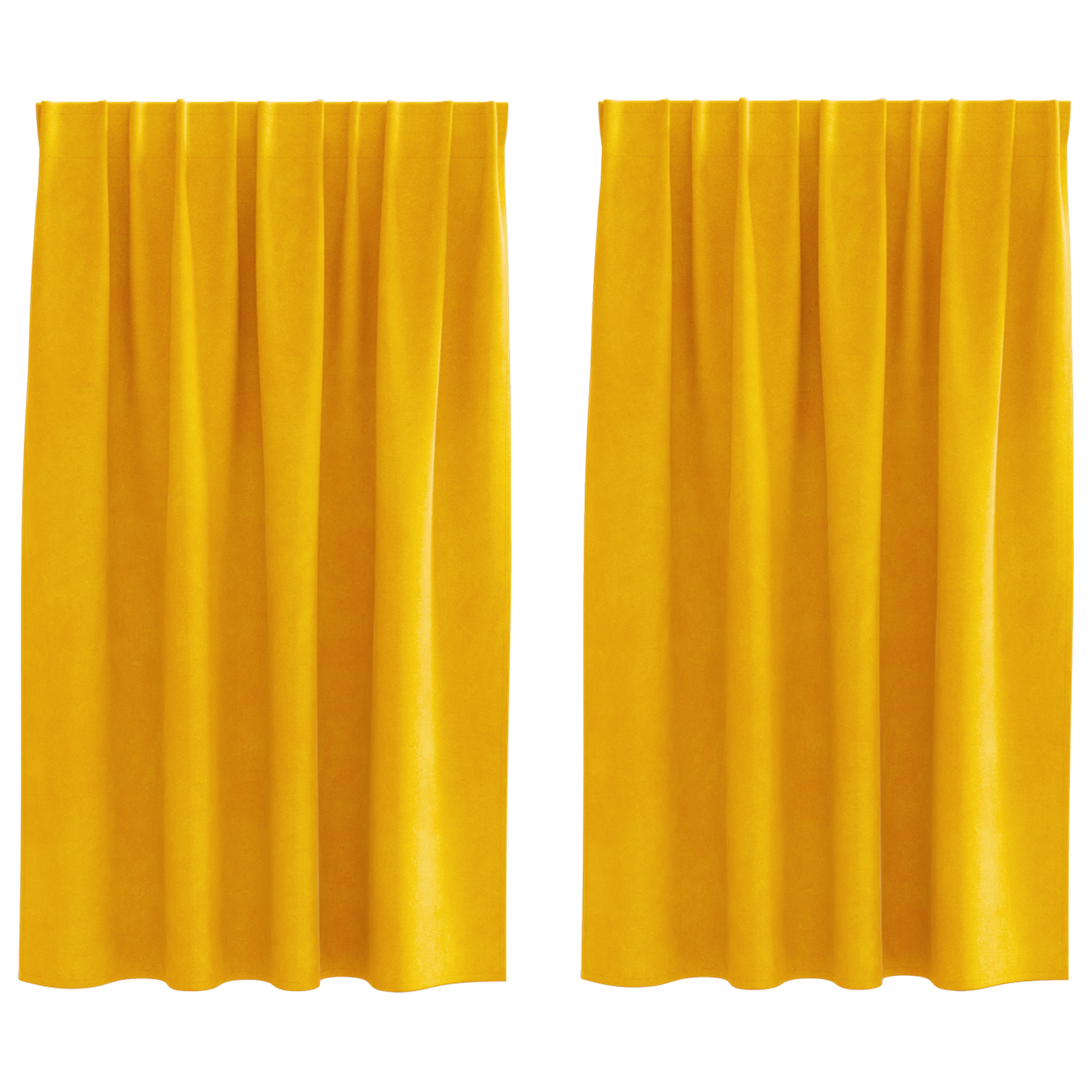 Blackout Curtains with Top Tape 2 pcs Mustard Yellow Velvet - Image 2