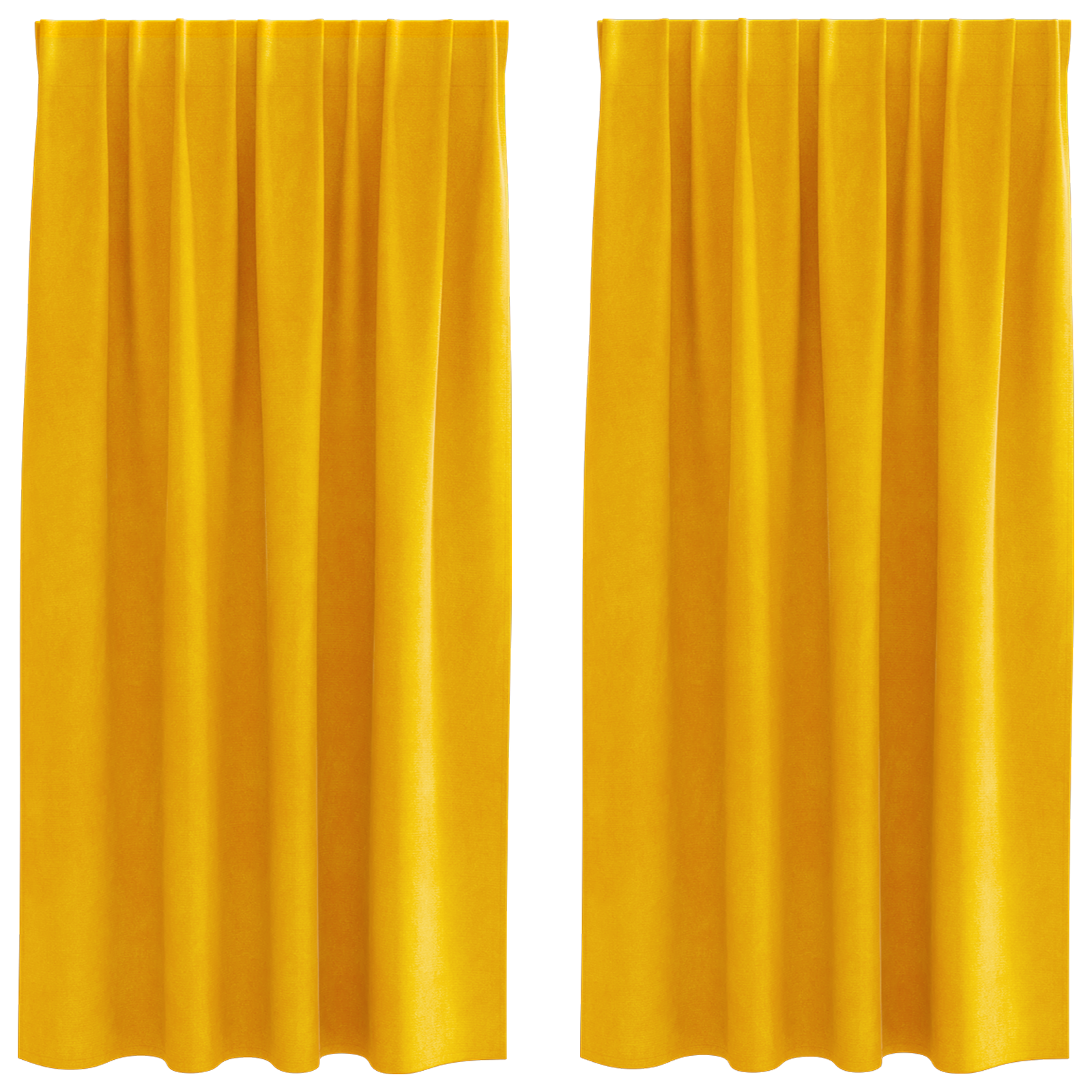 Blackout Curtains with Top Tape 2 pcs Mustard Yellow Velvet - Image 2