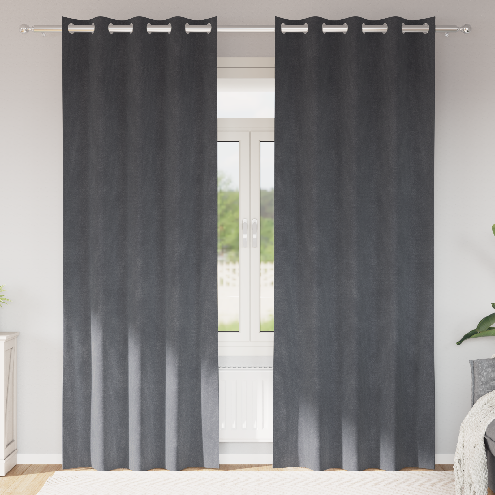 Zwartoutgordijnen met Oogjes 2 stuks Super Lichtgrijs Velours