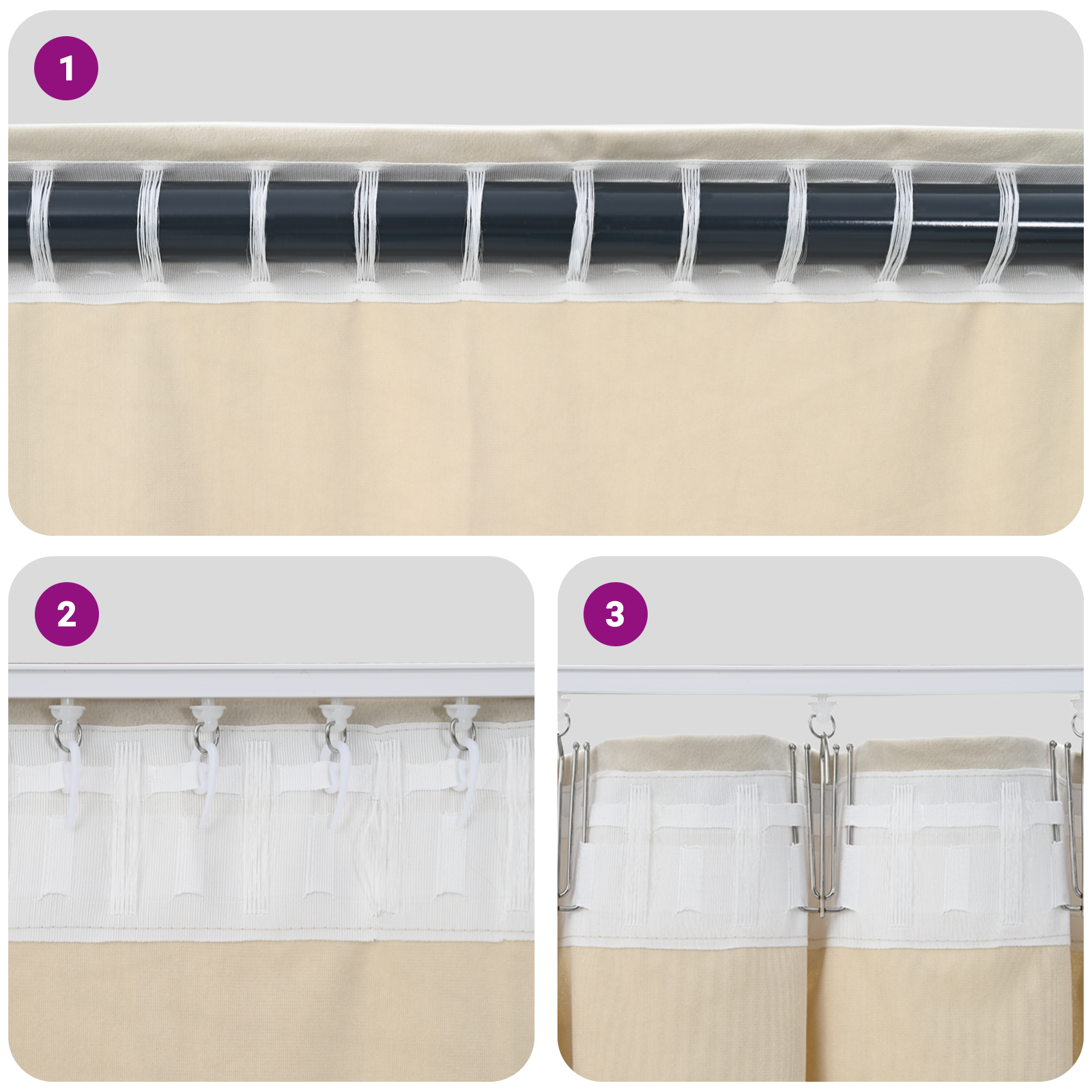 Blackout Curtains with Top Tape 2 pcs Super Light Grey Velvet - Image 7