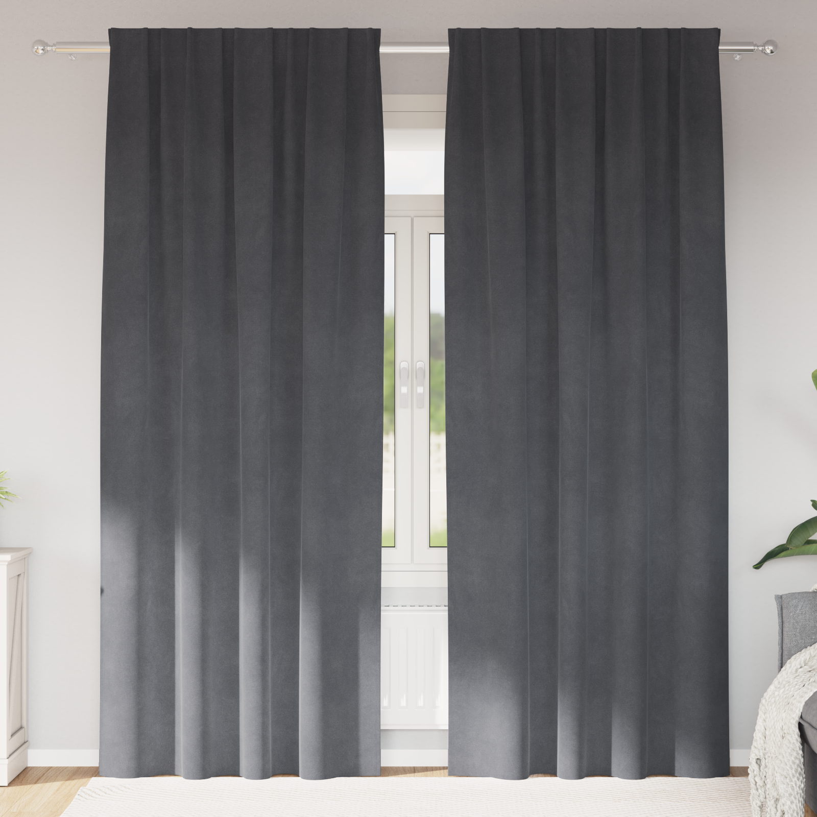Blackout Gordijnen met Top Tape 2 stuks Super Lichtgrijs Velours