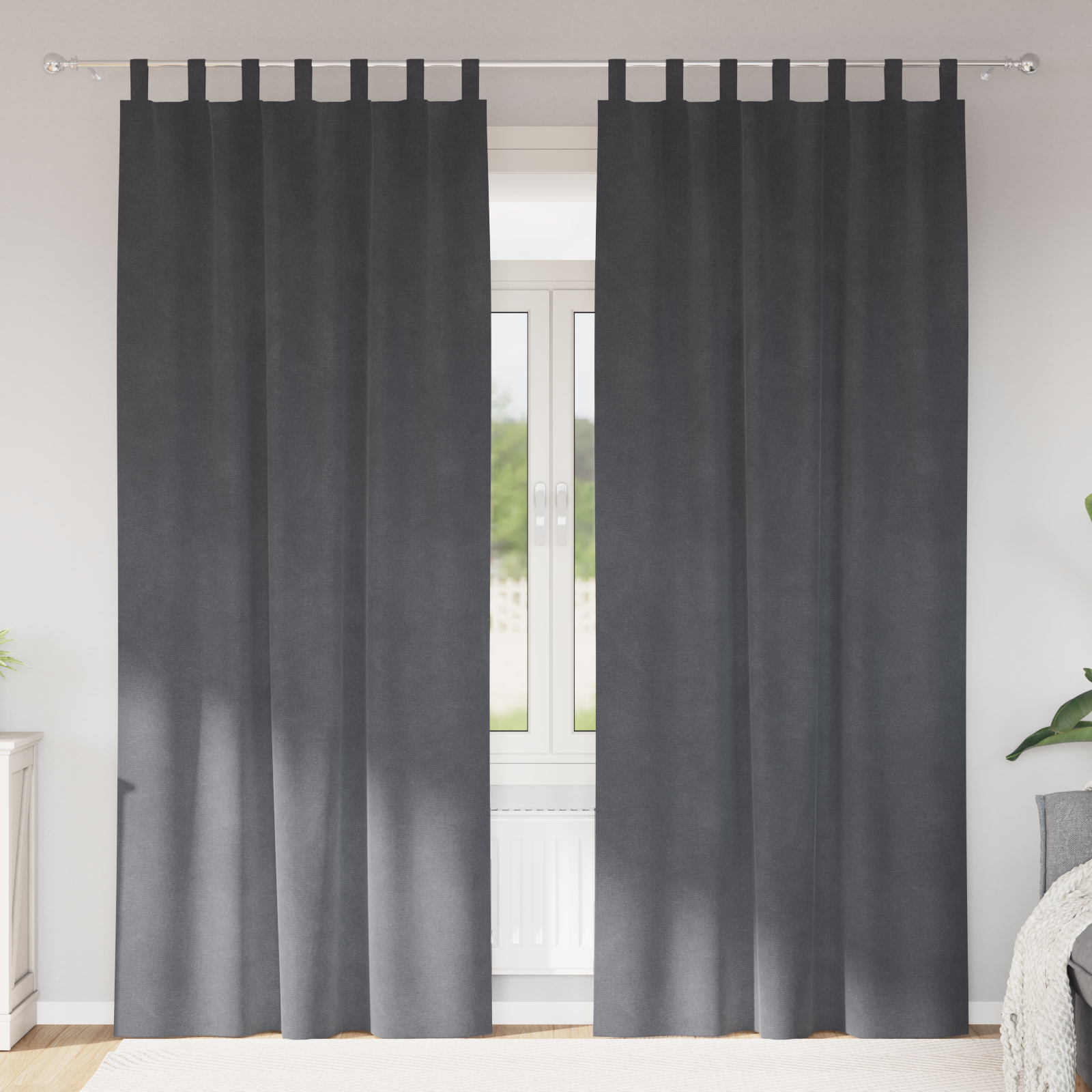 Blackout Curtains with Hanging Loops 2 pcs Super Light Grey Velvet