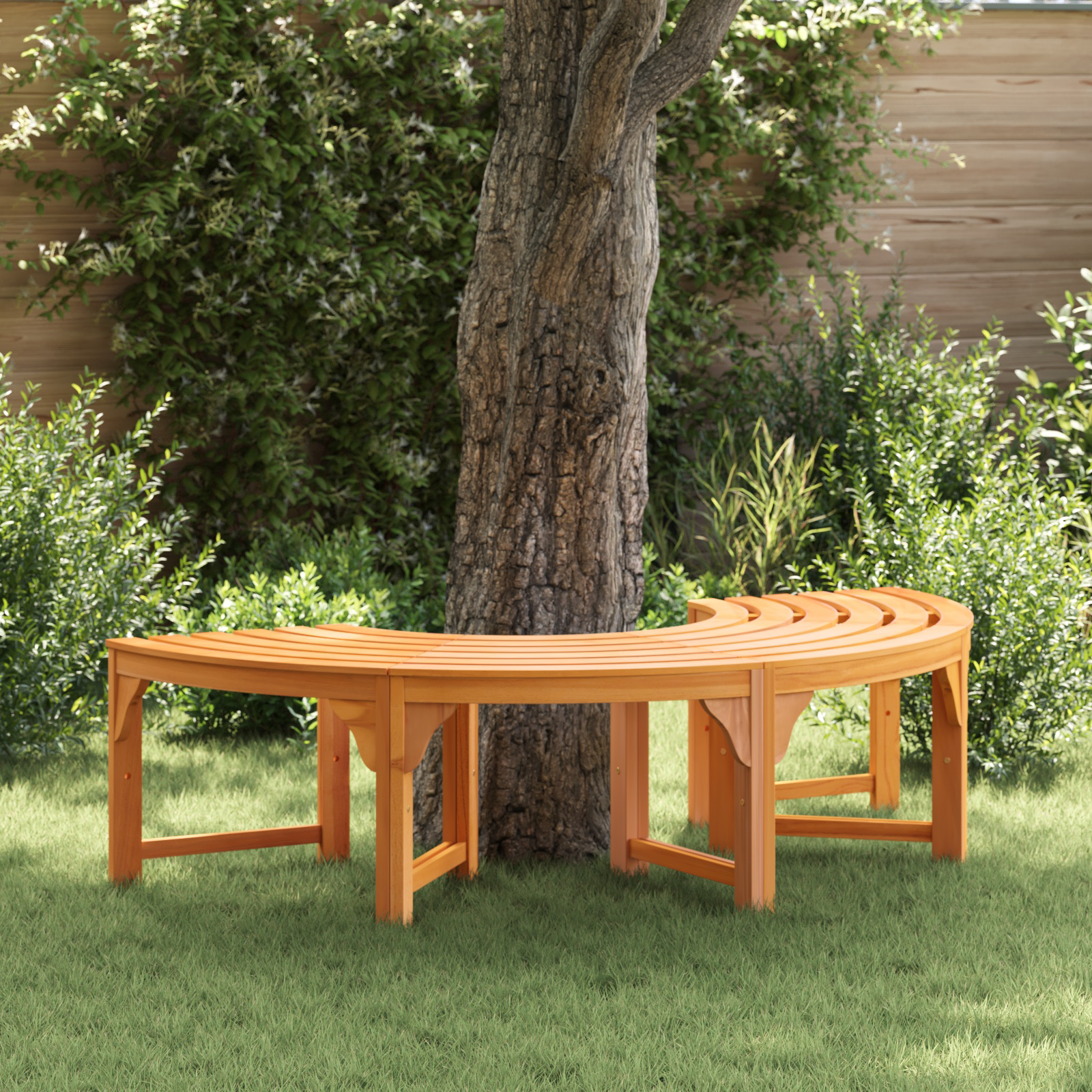 Baumbank Halbrund 160 cm Massivholz Eukalyptus - Your Garden Eden