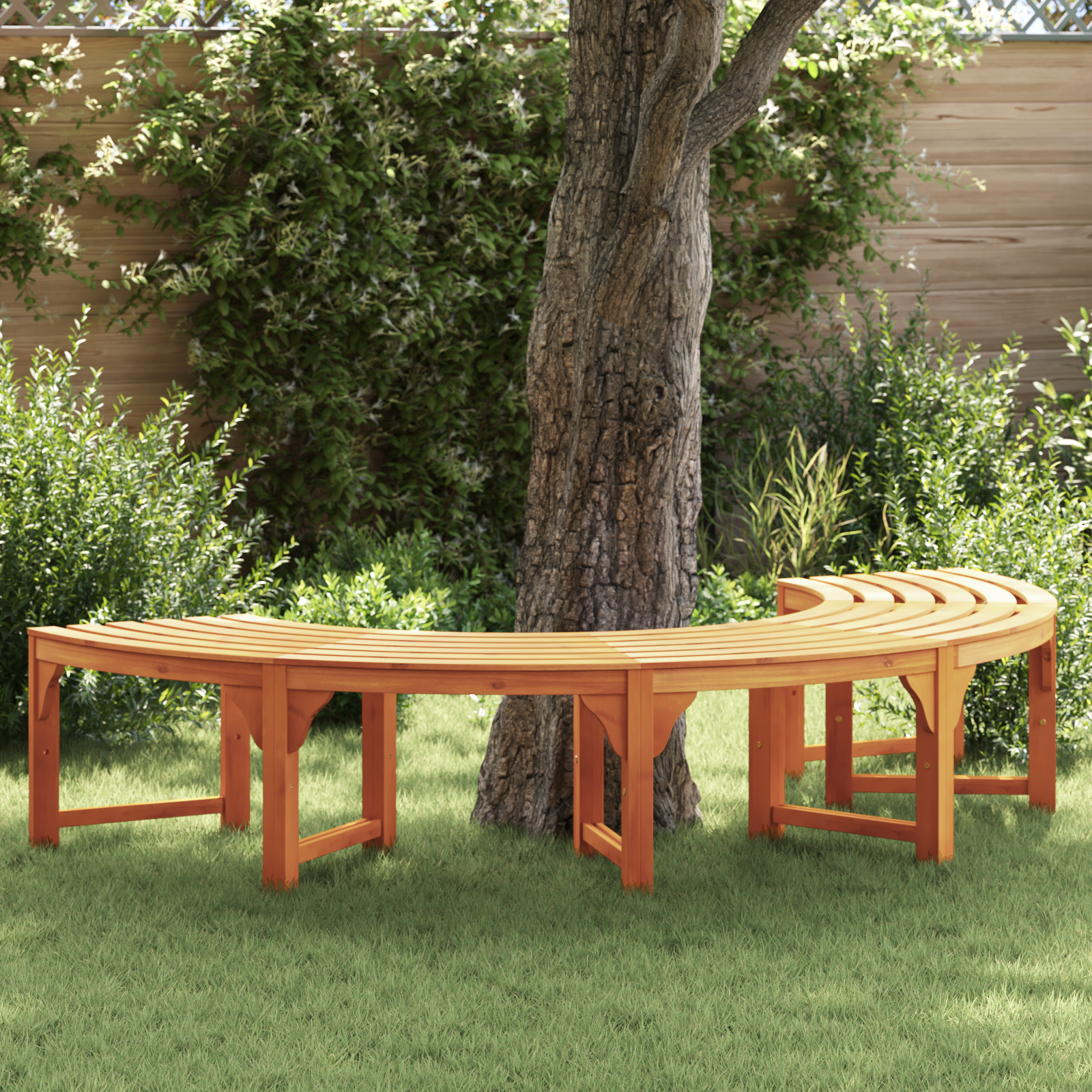 Baumbank Halbrund 200 cm Massivholz Eukalyptus - Your Garden Eden