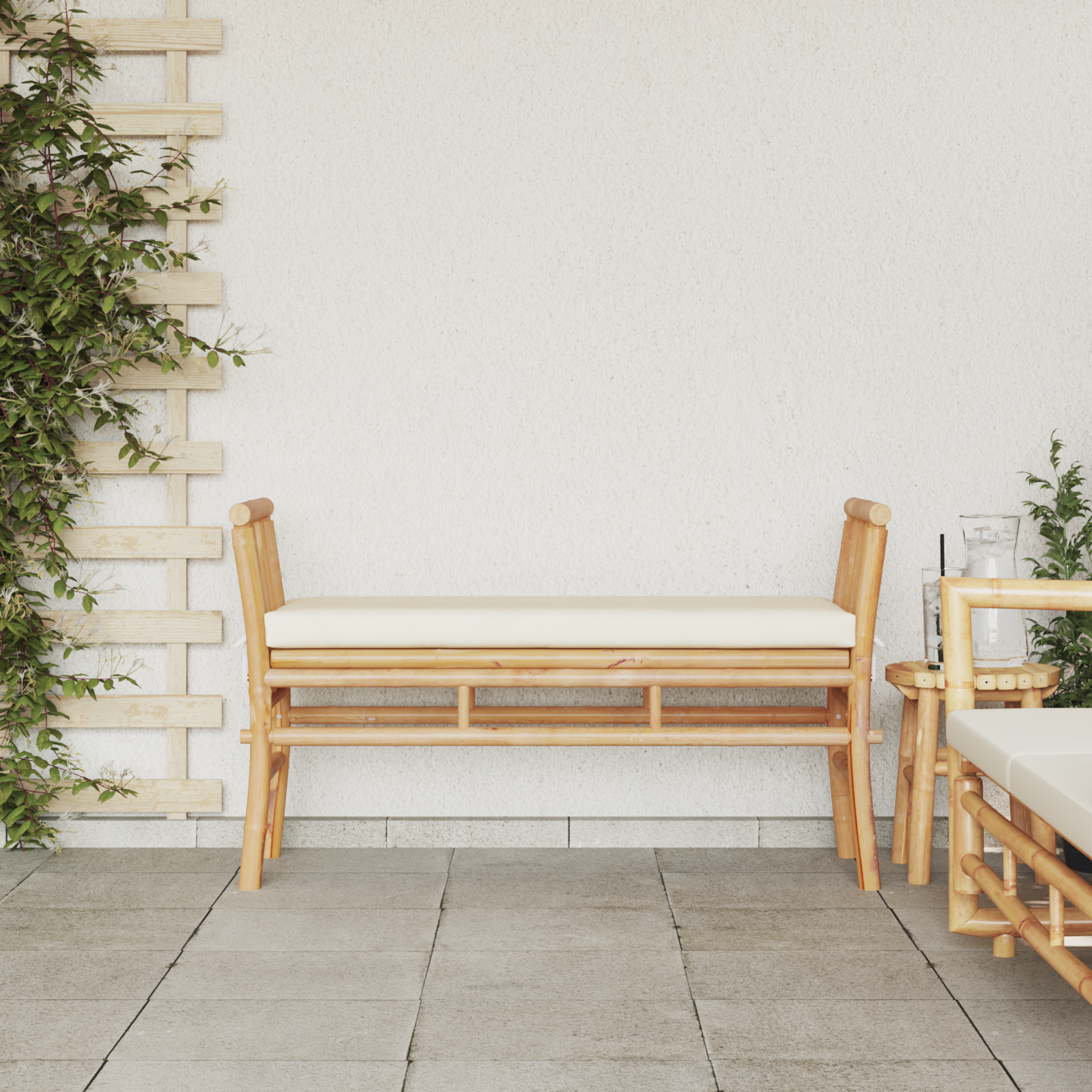 Garden Bench with Cushion 110 cm Bamboo - Image 3