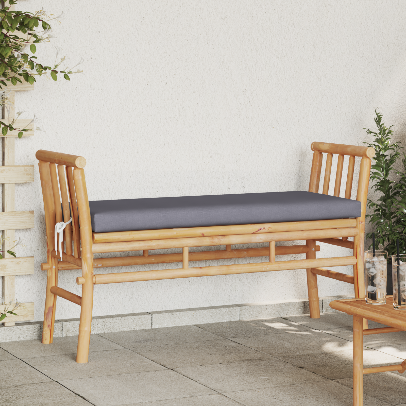 Garden Bench with Cushion 110 cm Bamboo