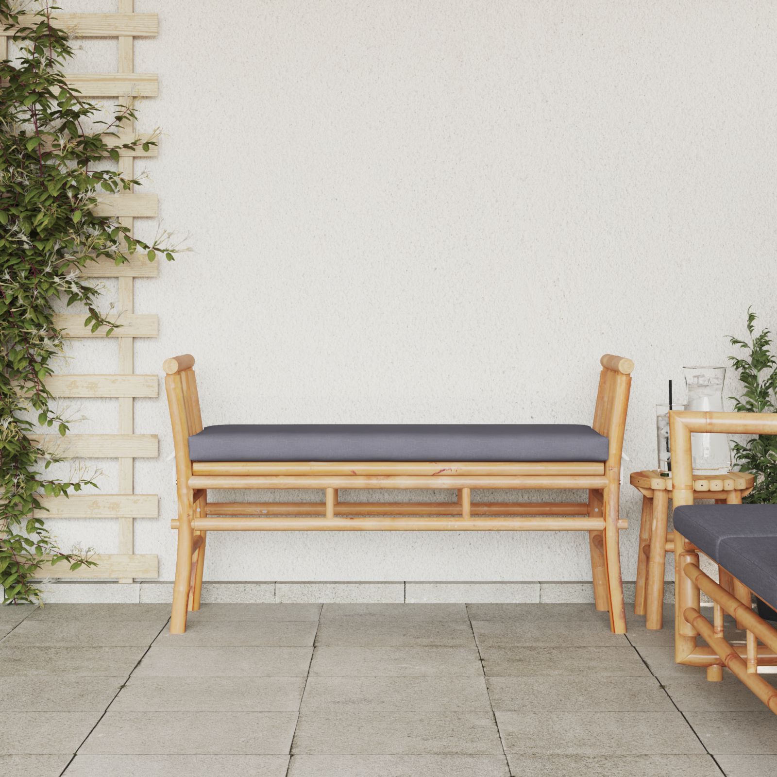 Garden Bench with Cushion 110 cm Bamboo - Image 3