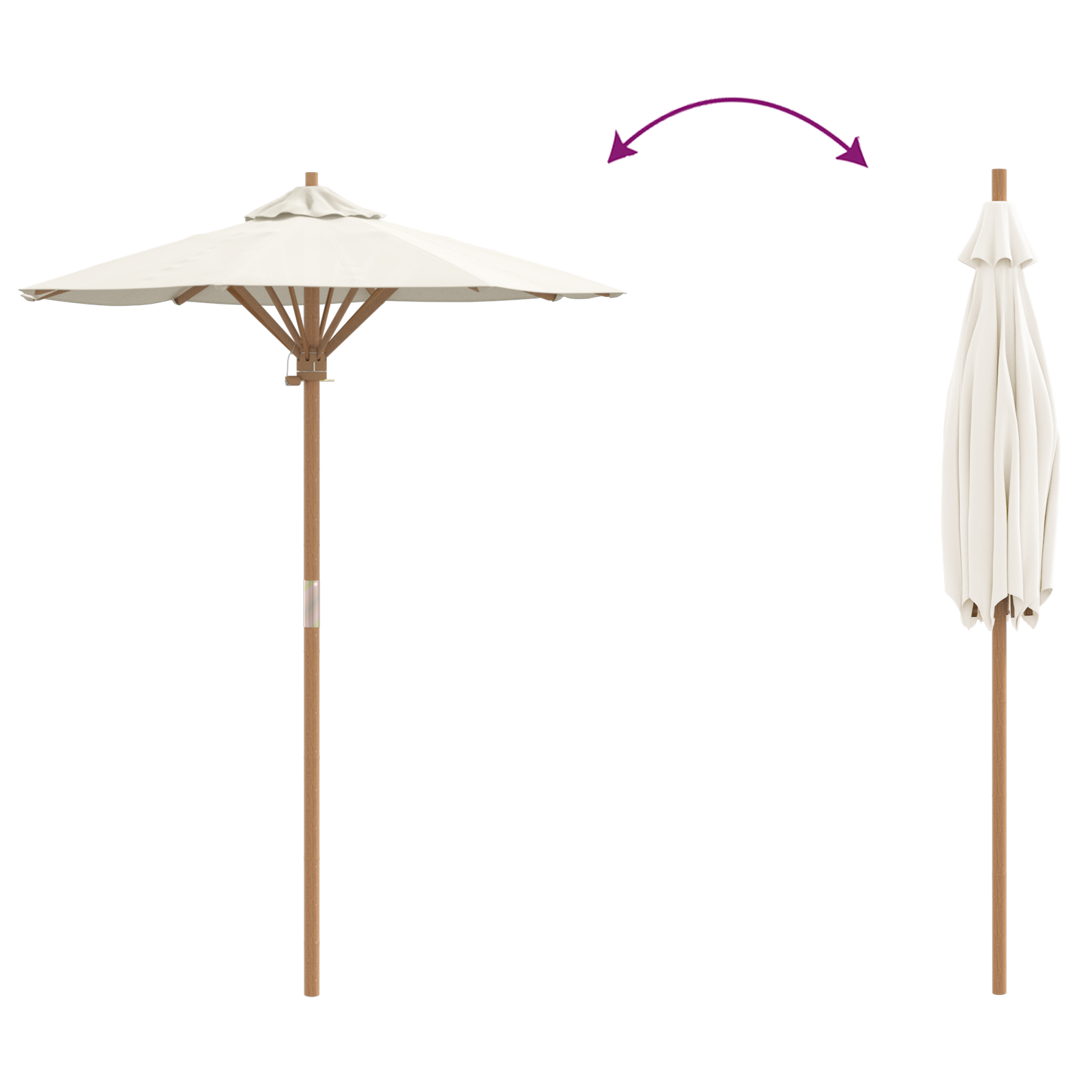 Garden Parasol Cream White 150x210 cm Bamboo - Image 6