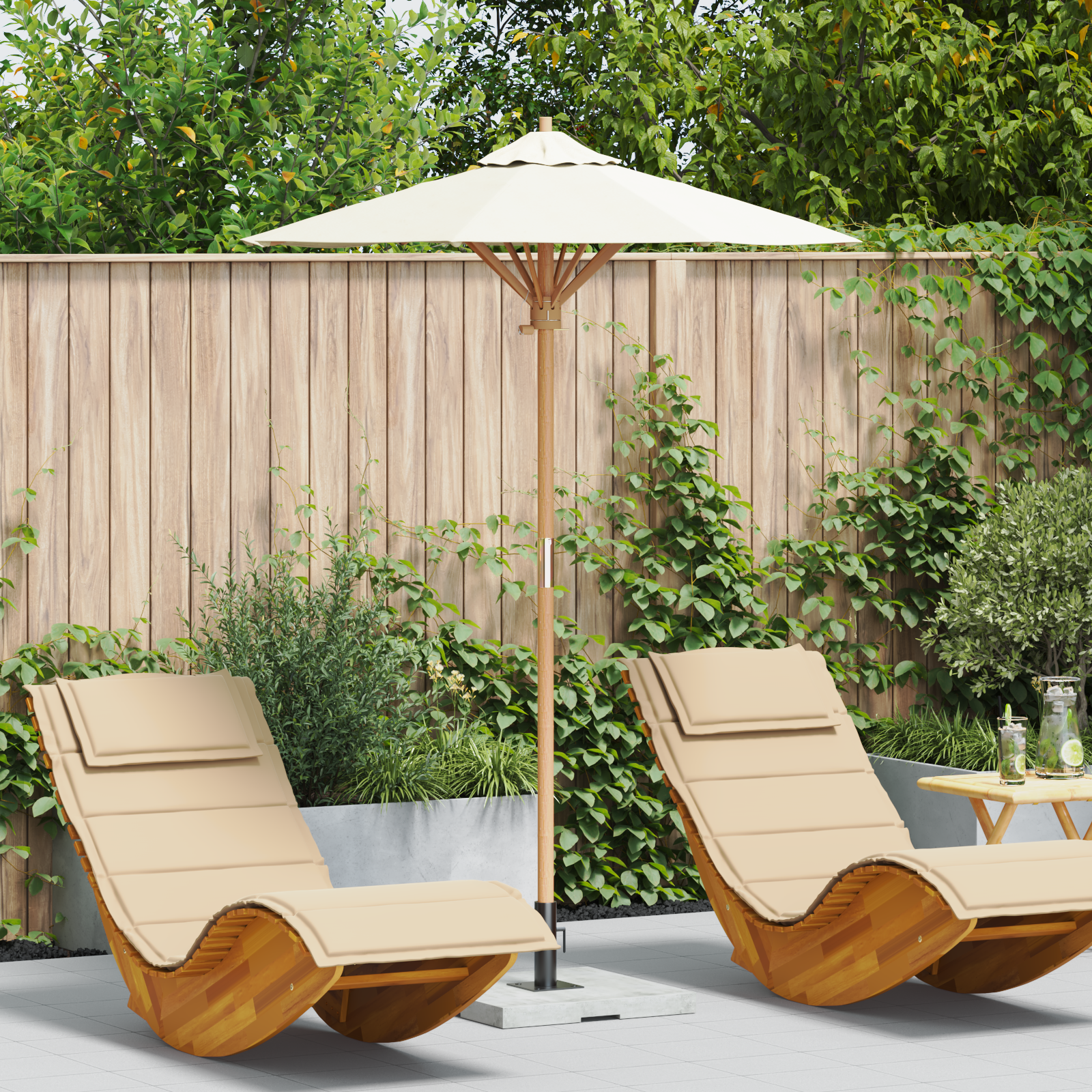 Thumbnail - vidaXL Gartenparasol Cremeweis 150x210 cm Bambus