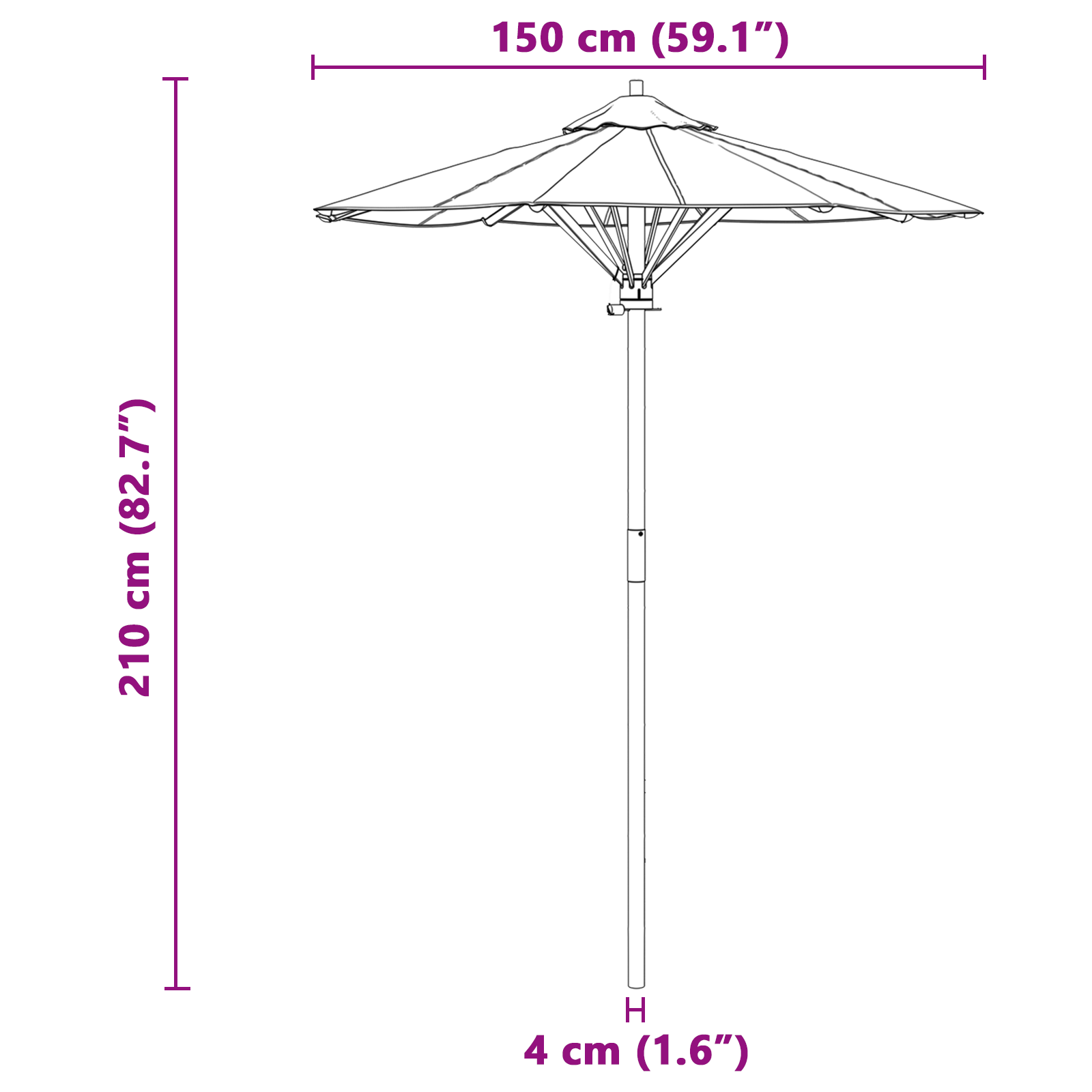 Garden Parasol Cream White 150x210 cm Bamboo - Image 7