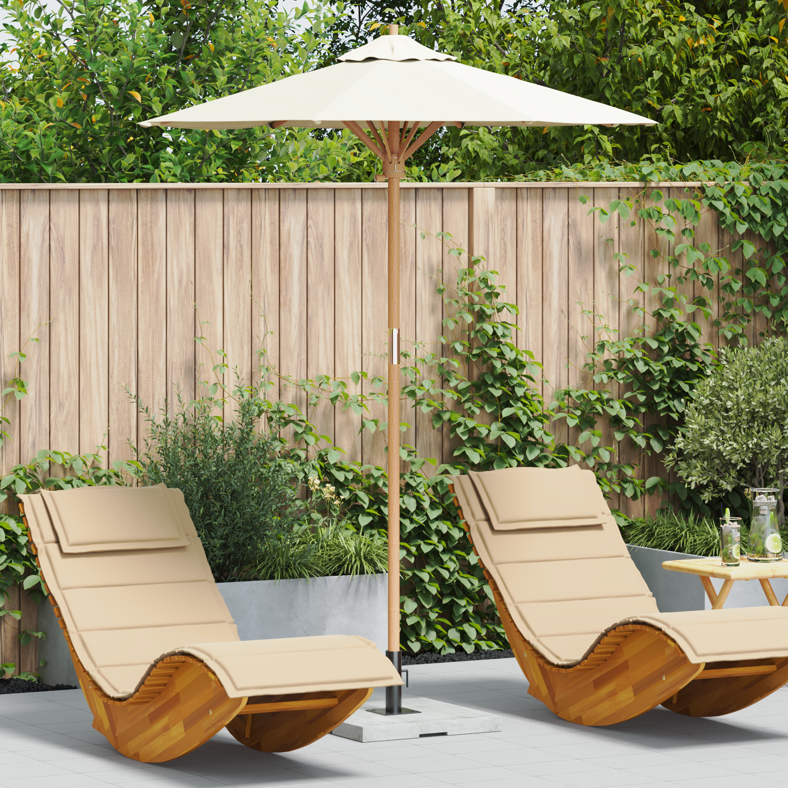 Crème Witte Tuinparasol 180×230 cm Bamboe