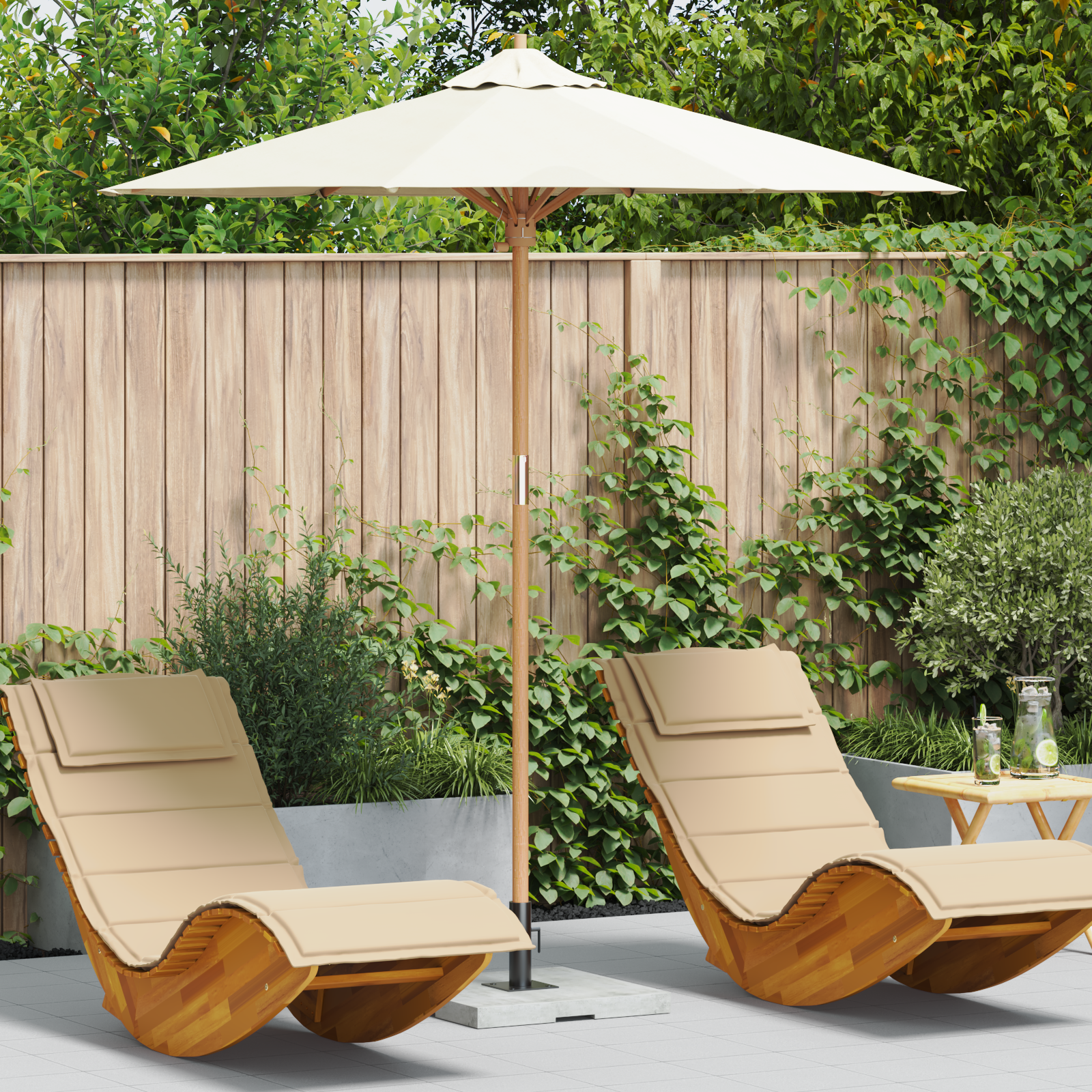 Tuinparasol Crème Wit 217×230 cm Bamboe