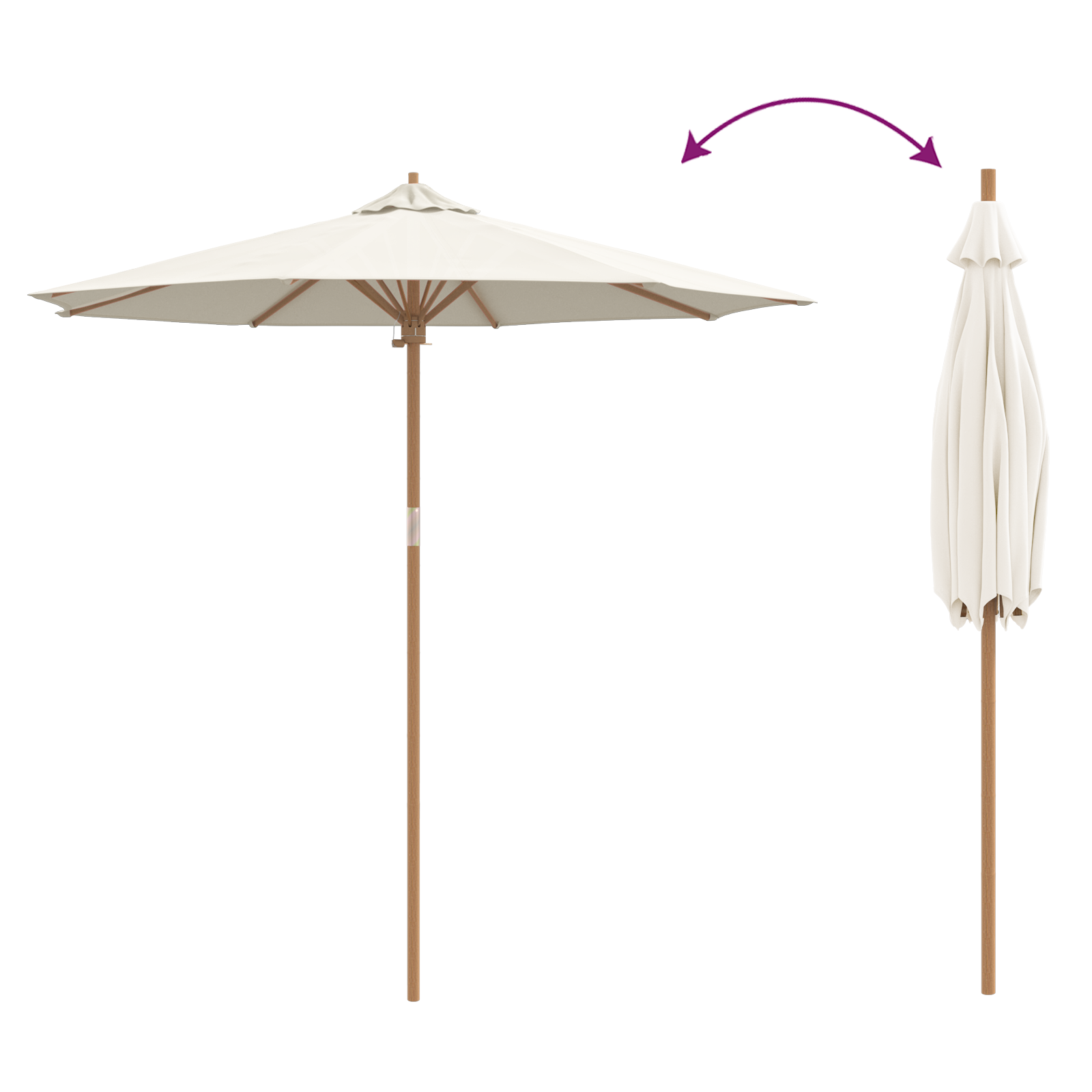Garden Parasol Cream White 240x260 cm Bamboo - Image 6