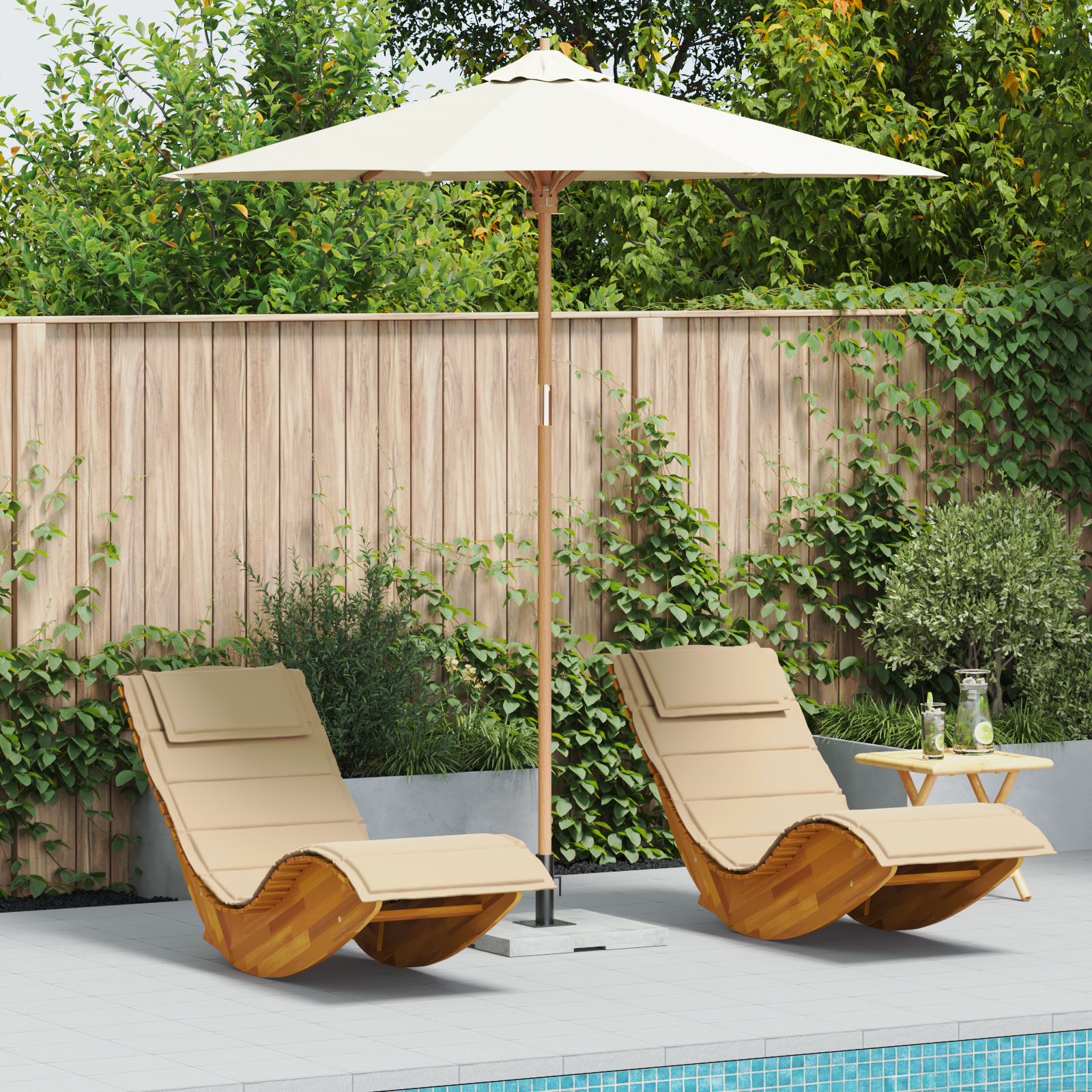 Tuinparasol Crème Wit 240×260 cm Bamboe