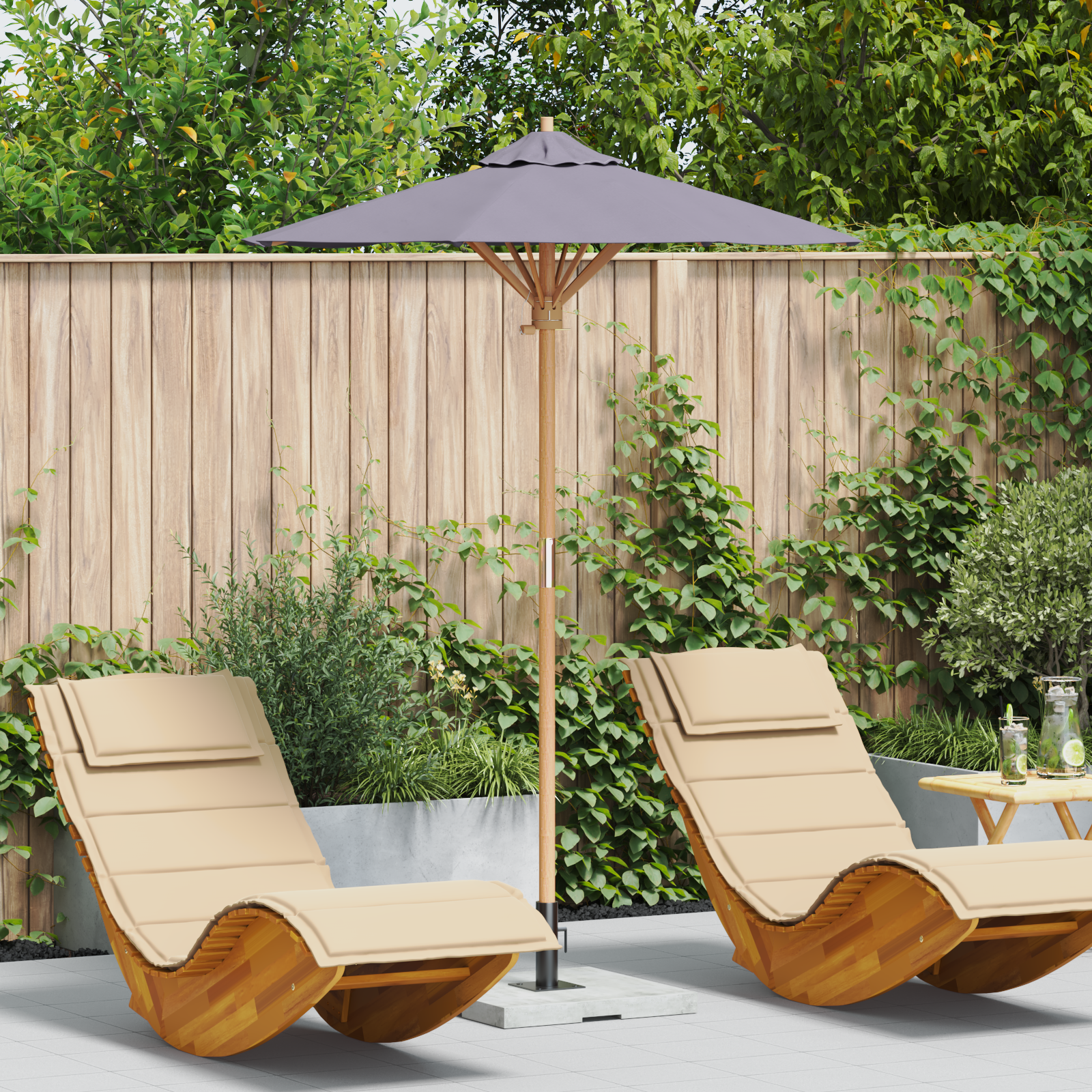 Tuin Parasol Donker Grijs 150×210 cm Bamboe