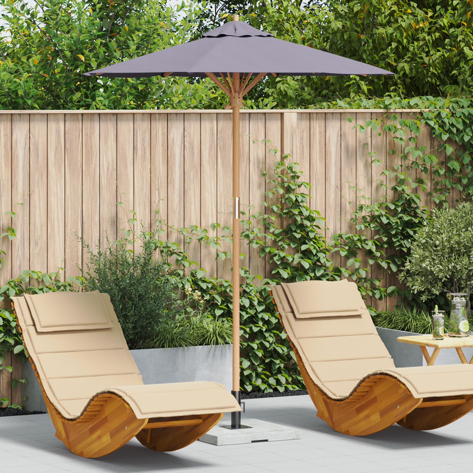 Donkergrijze Tuin Parasol 180×230 cm Bamboe