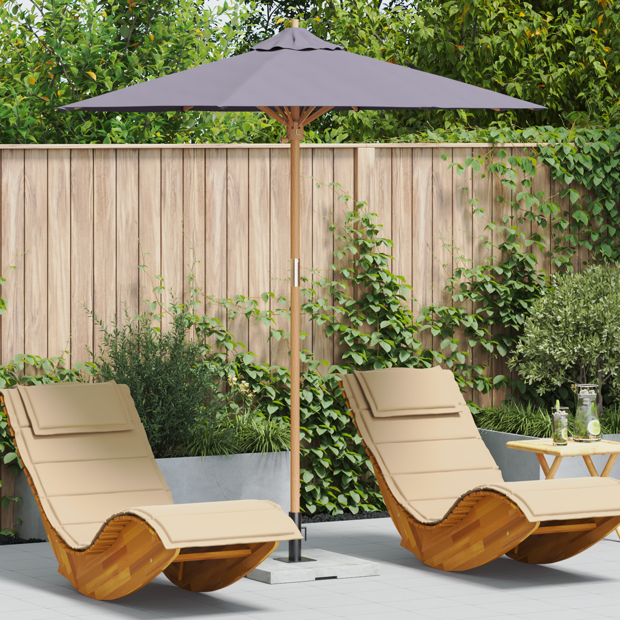 Donkergrijze Tuin Parasol 217×230 cm Bamboe