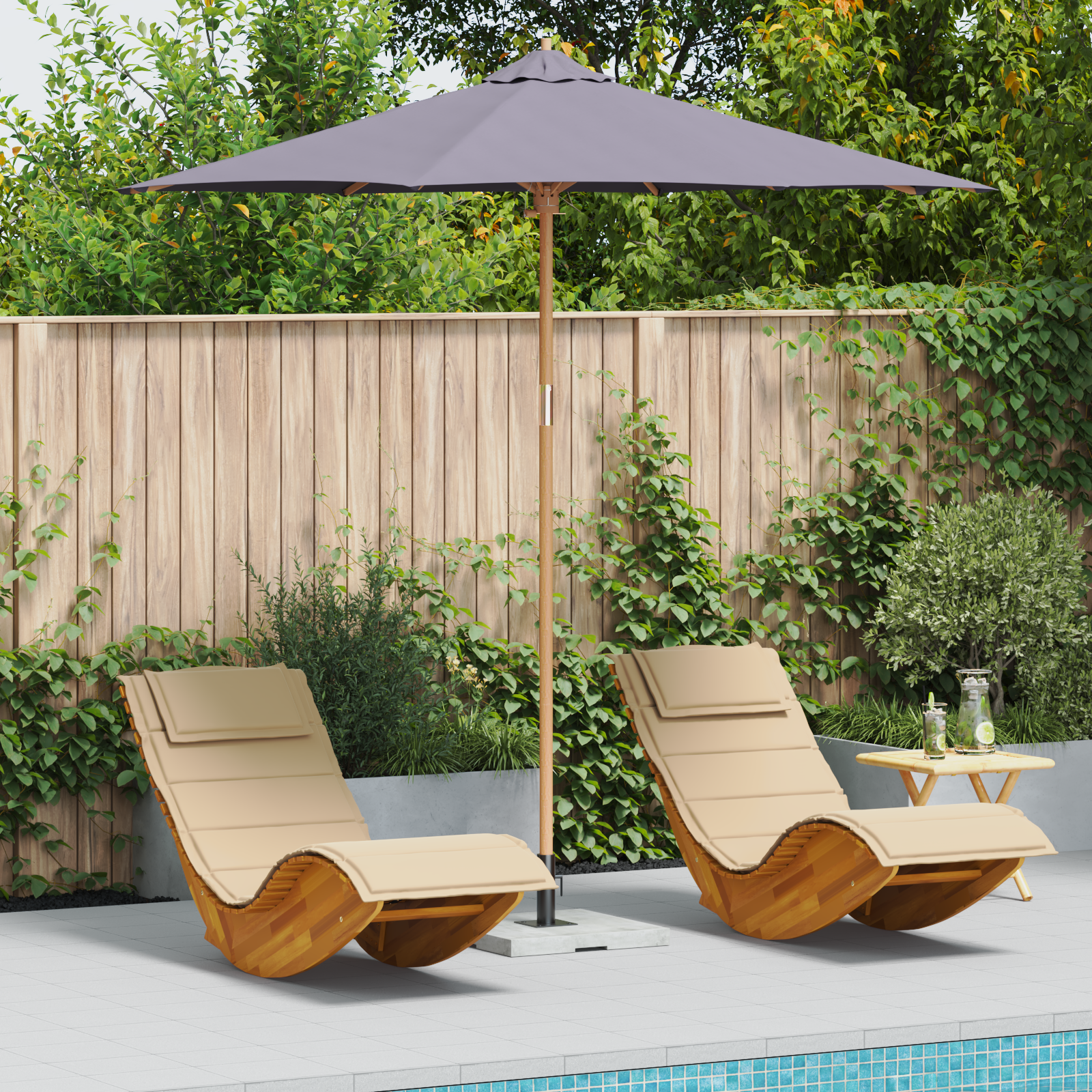 Parasol 270×260 cm bamboe donkergrijs