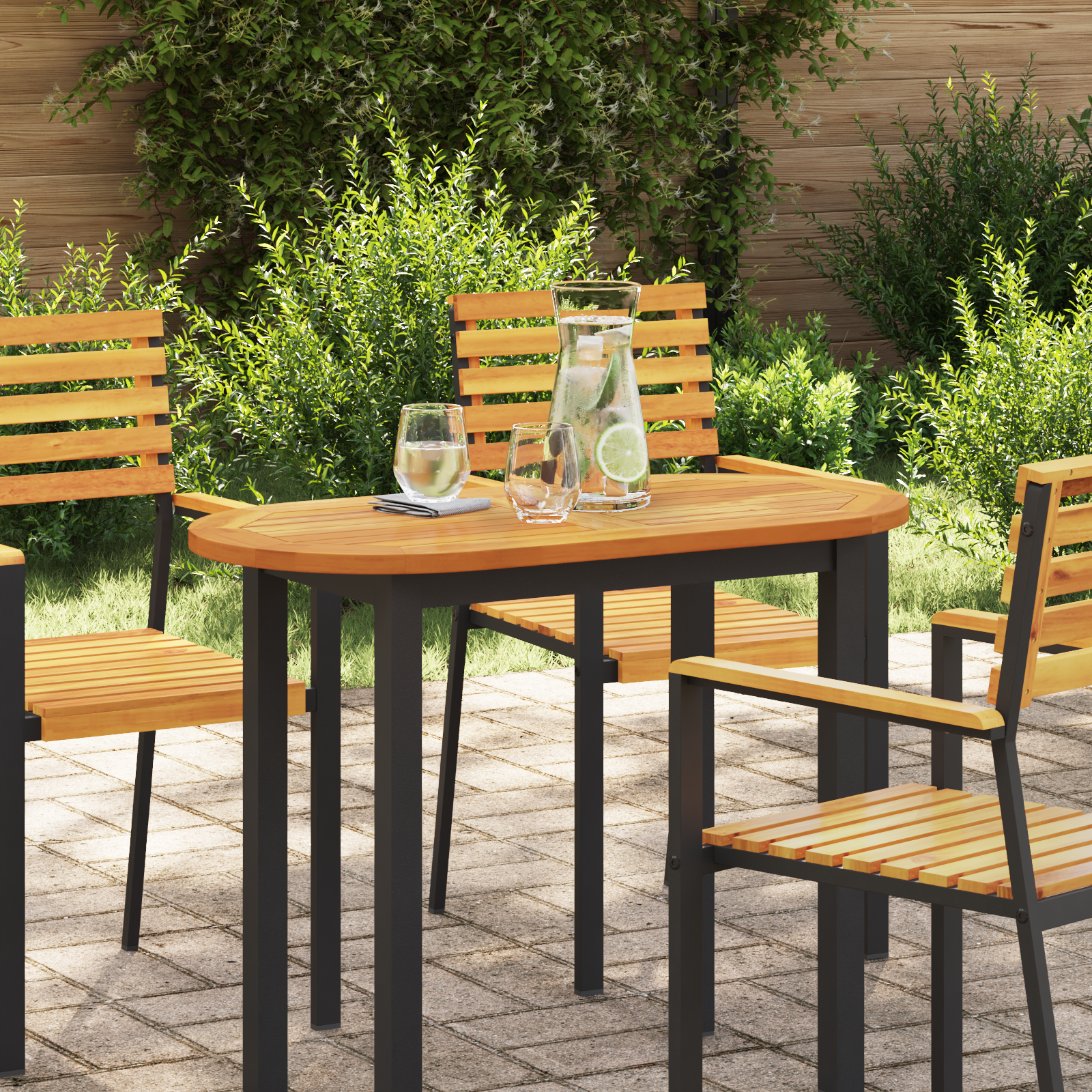 Table Top 90x45x2,2 cm Oval Solid Wood Acacia - Image 3