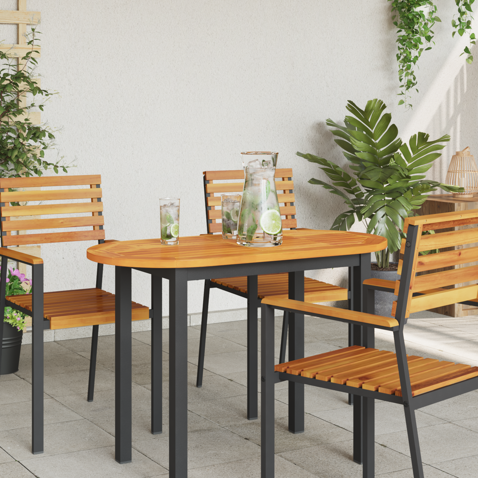 Table Top 100x50x2.2 cm Oval Solid Wood Acacia - Image 3