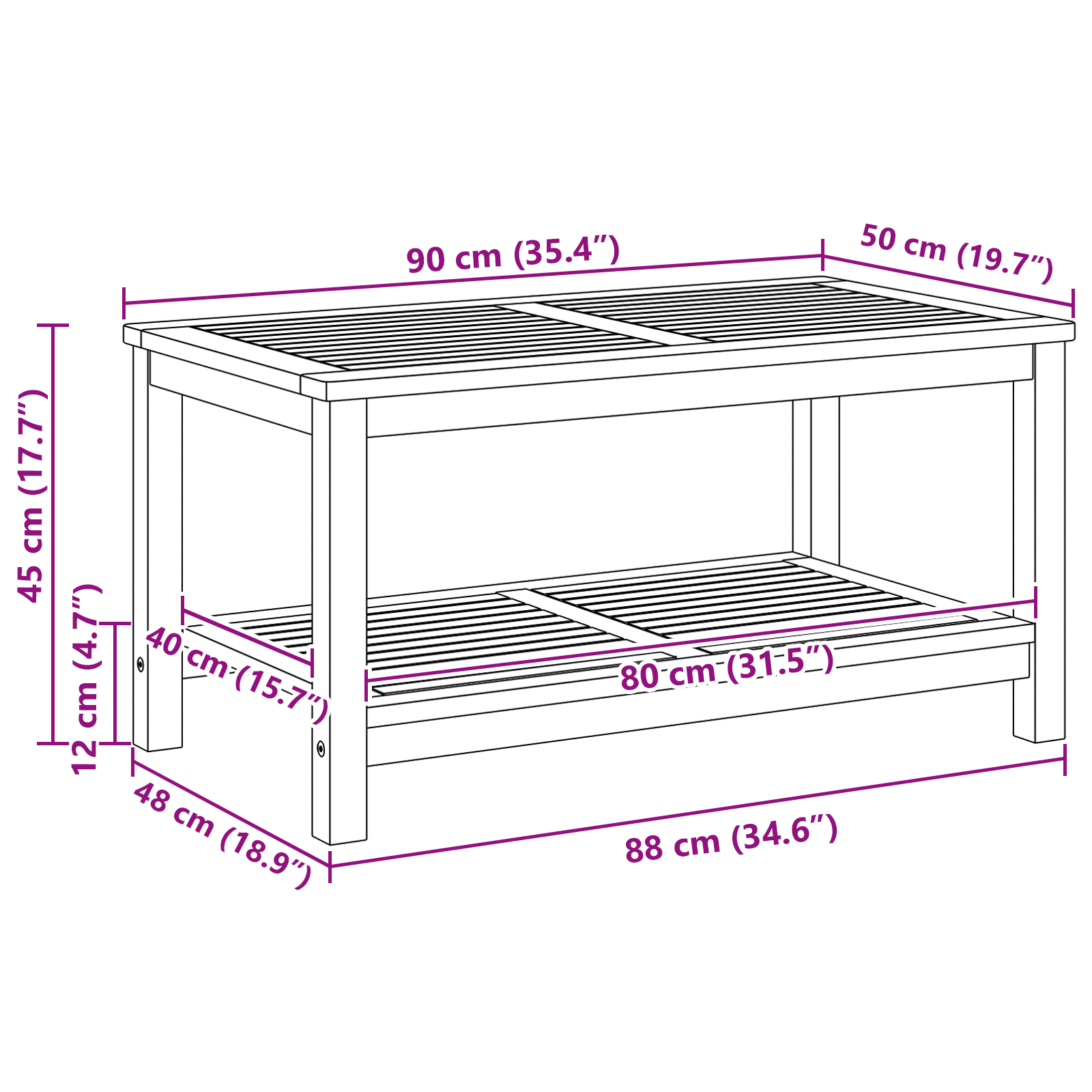 Coffee Table 110x55x45 cm Solid Acacia Wood - Image 9